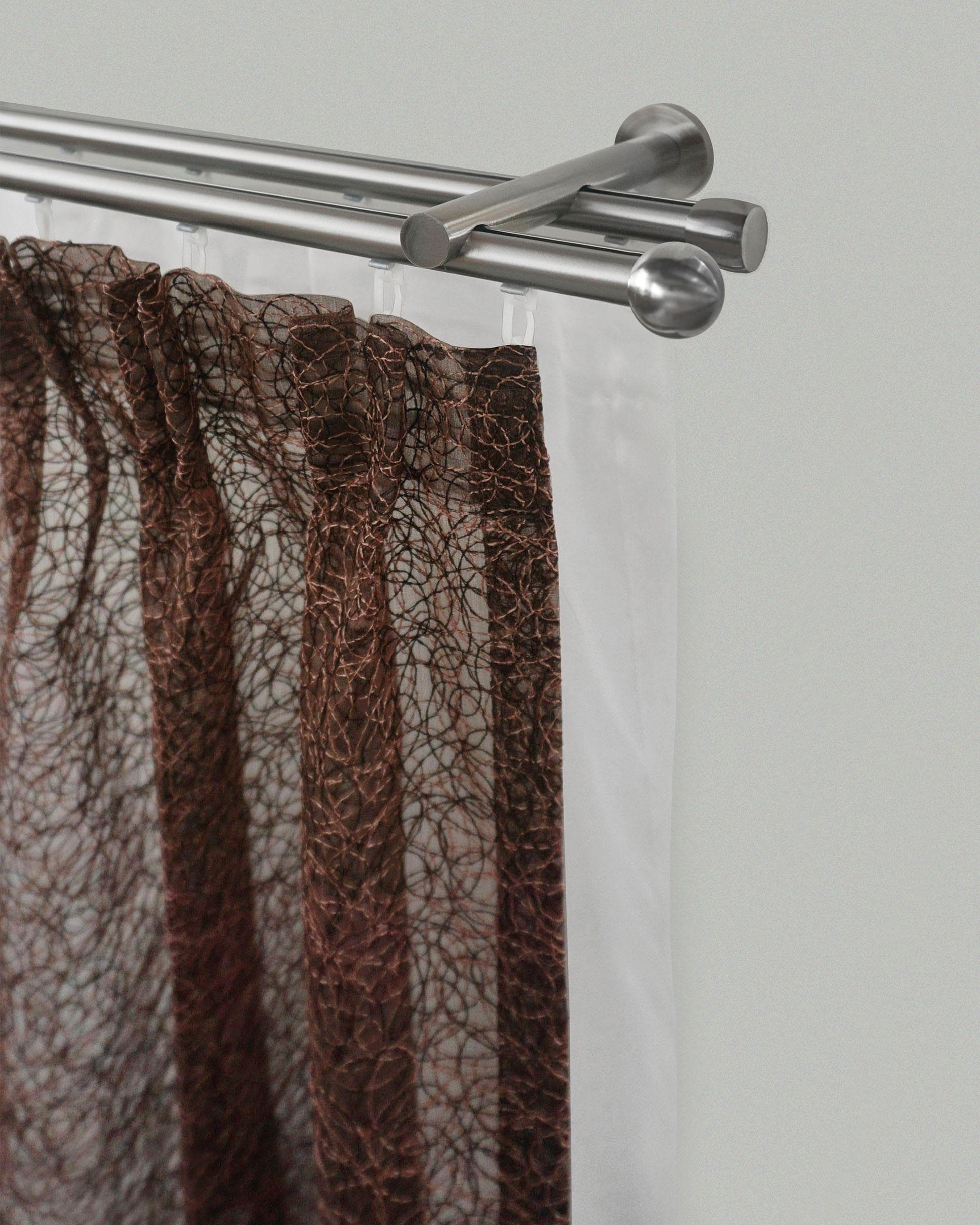 GARESA Gardinenstange KUGEL 2-läufig Silber 380cm