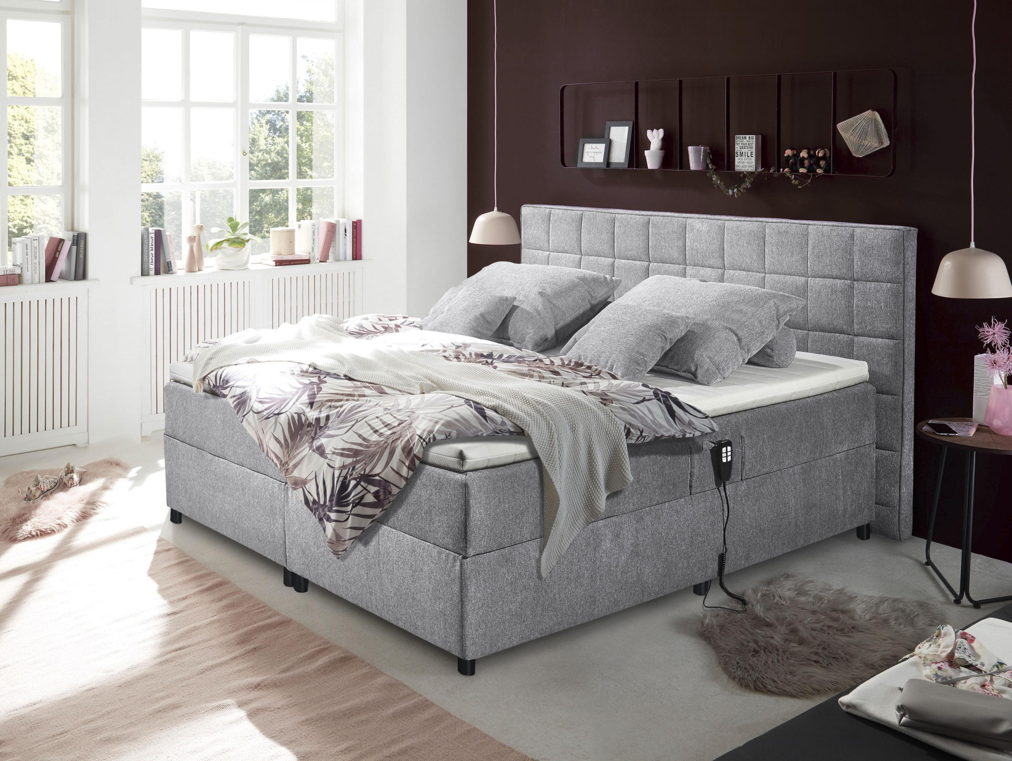 ED EXCITING DESIGN Mariborsko Boxspringbett Grau Elektrisch Verstellbar