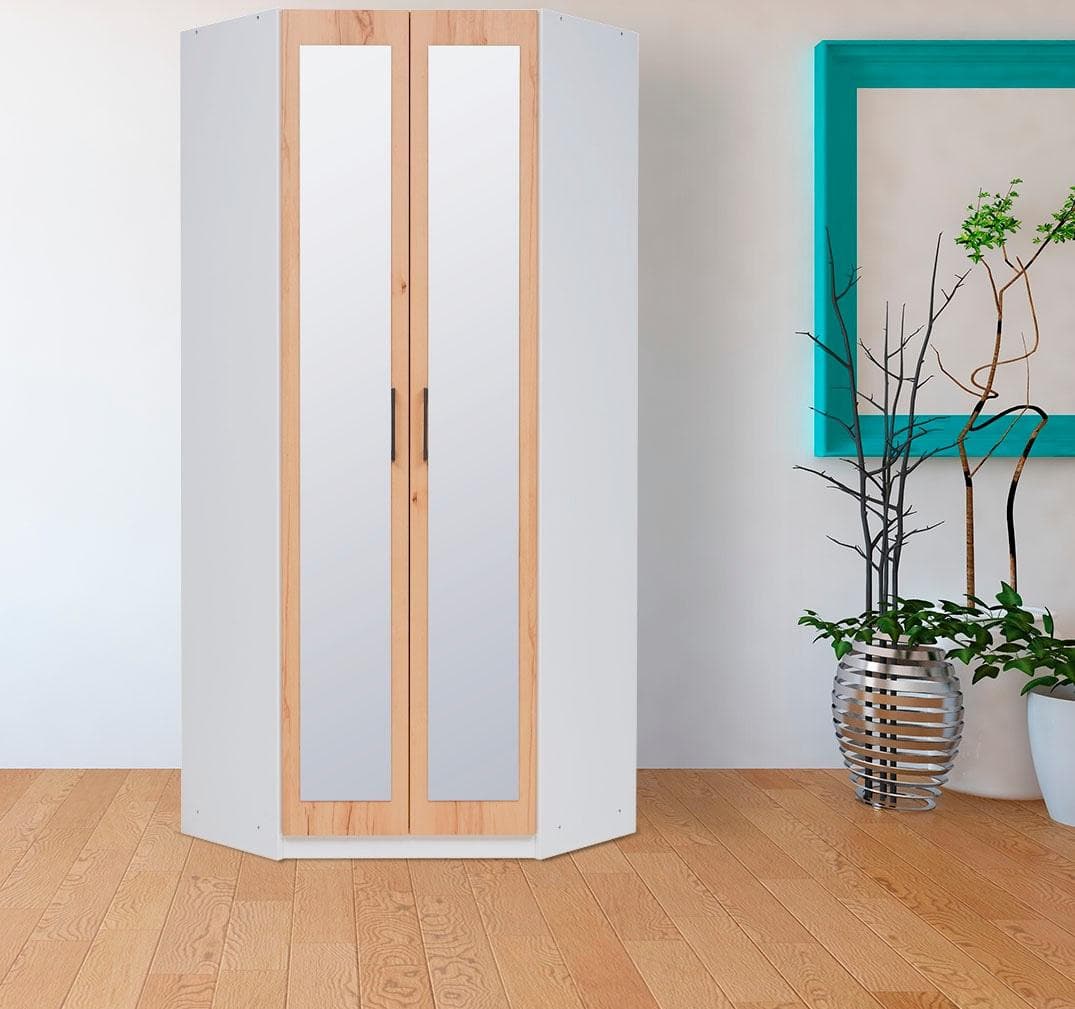 priess Eckkleiderschrank Lissabon: Holzoptik & Spiegeltüren