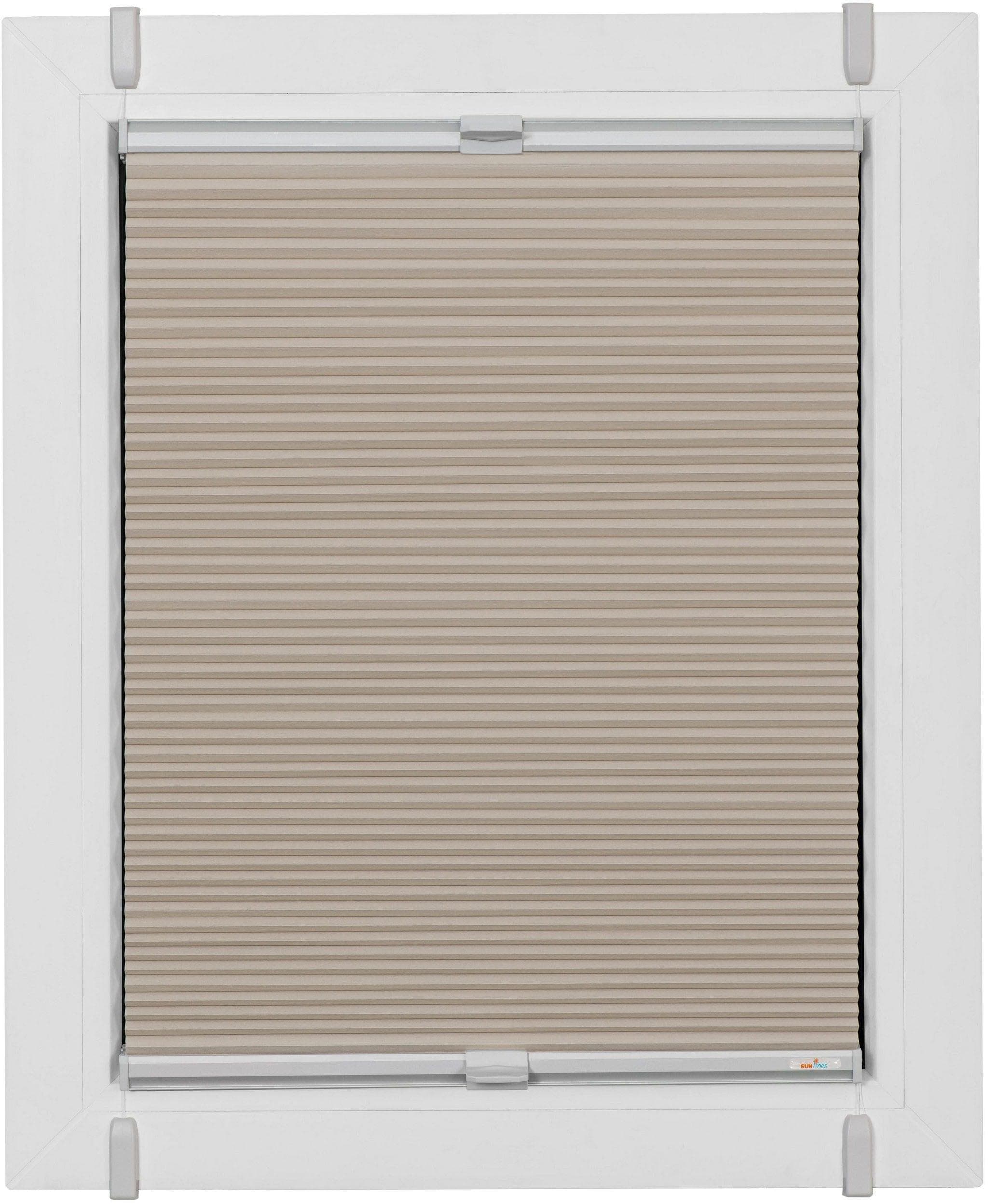 SUNLINES Plissee Beige/Weiß Verdunkelnd Klemmfix