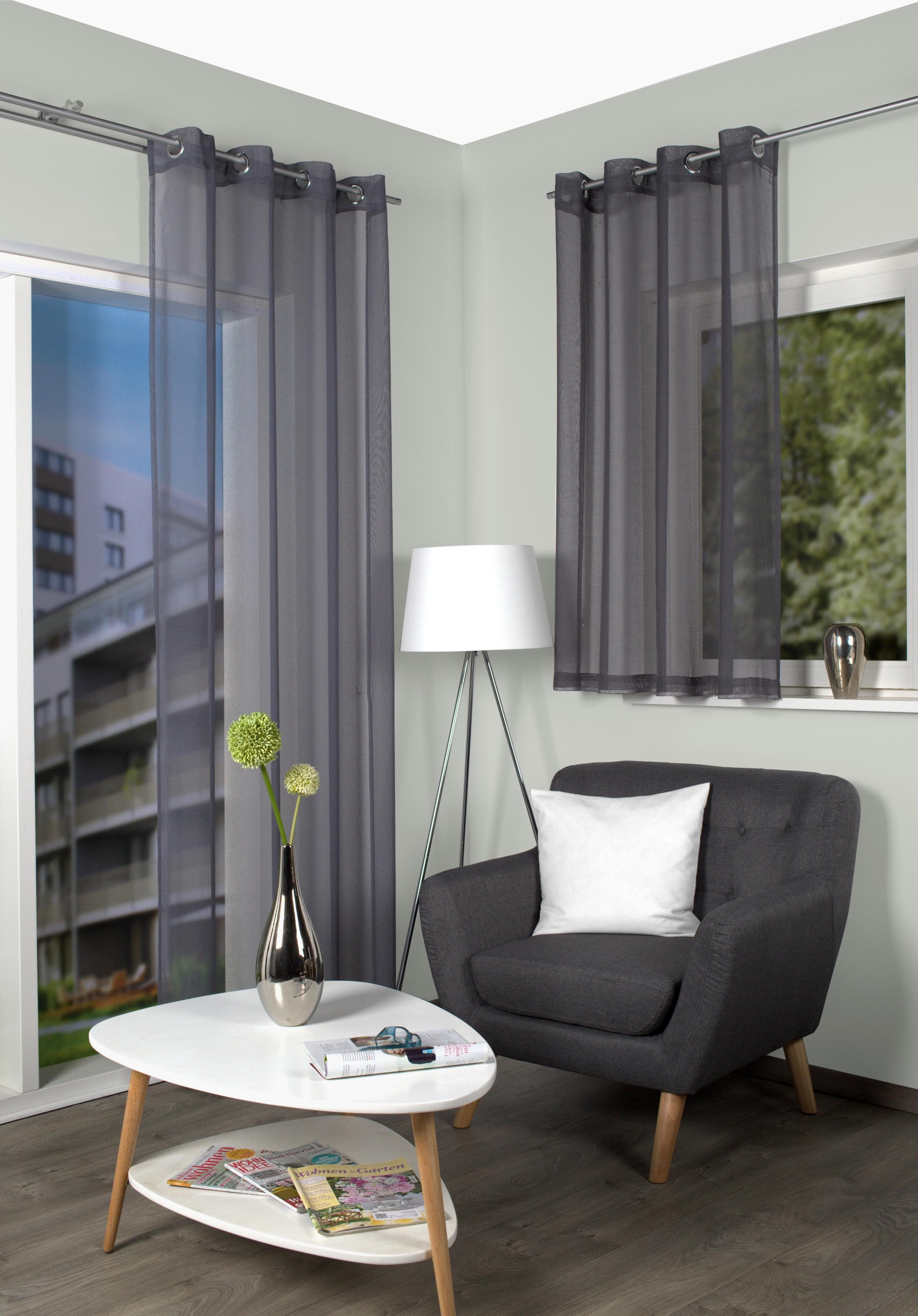 Home Basics Vorhang Dolly: Transparenter Polyester Ösenschal