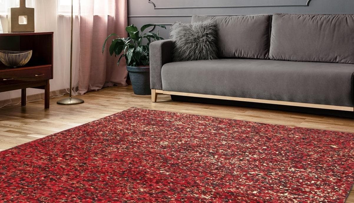 Arte Espina Lederteppich Finish 100 Rot Gold Patchwork