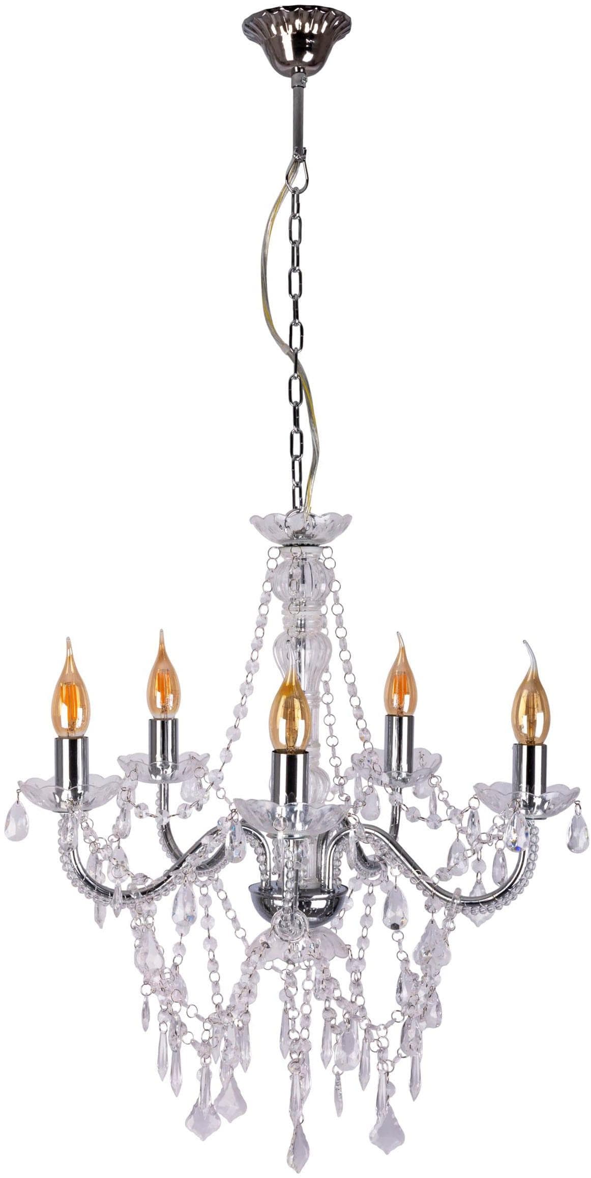 Näve Pendelleuchte Cecilia: Chrom Kristall Kronleuchter mit Elegantem Design