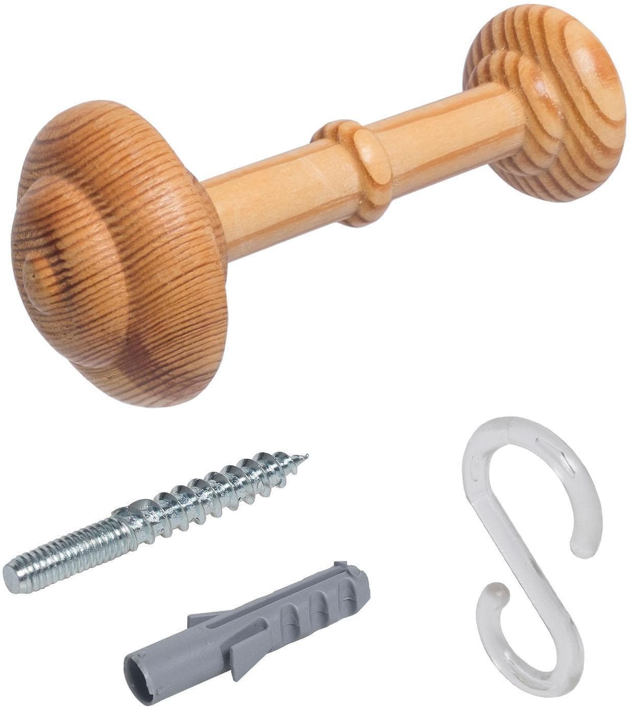 Liedeco Raffhalter Gardinenhalter in Weiß, Vermessingt & Holz