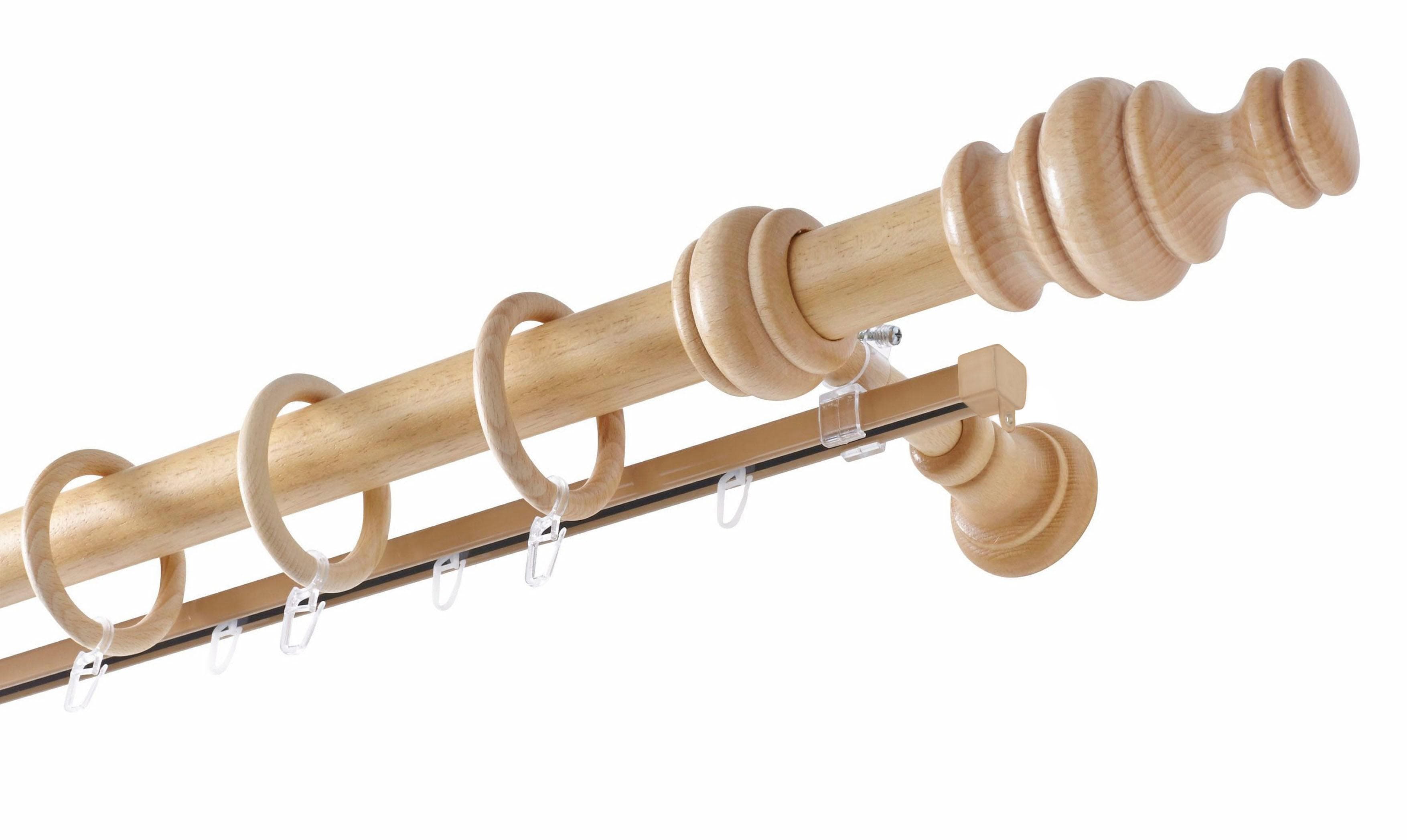 GARESA Gardinenstange BAROCK Beige 2-läufig Holzwerkstoff