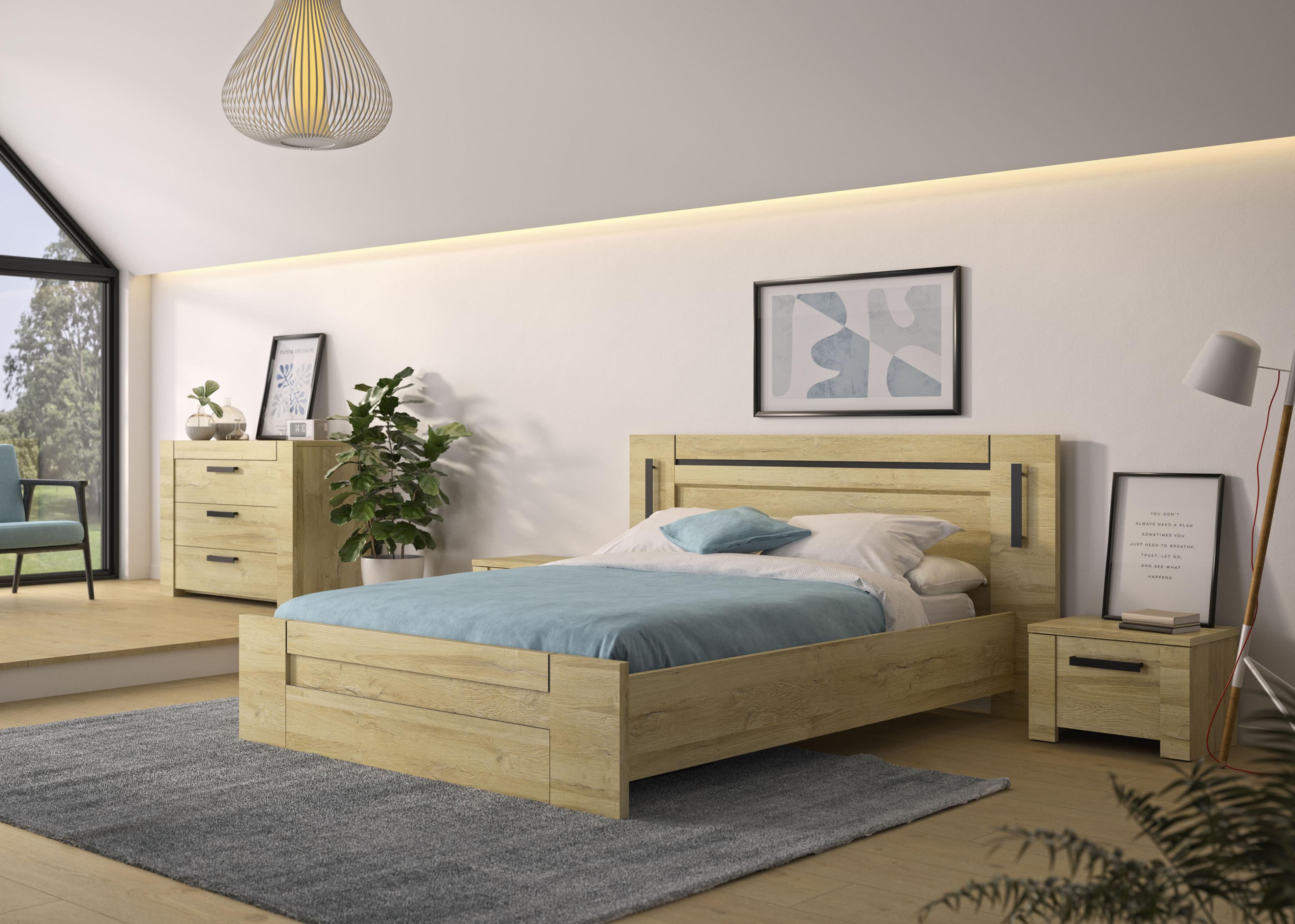 Schlafzimmer-Set GAMI "Sofia" Gold Eiche LED-Beleuchtung