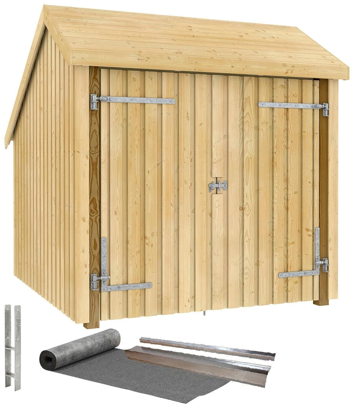 Gartenhaus PLUS, beige, Holzwerkstoff, Gartenhaus, Fahrradunterstand mit Doppeltür