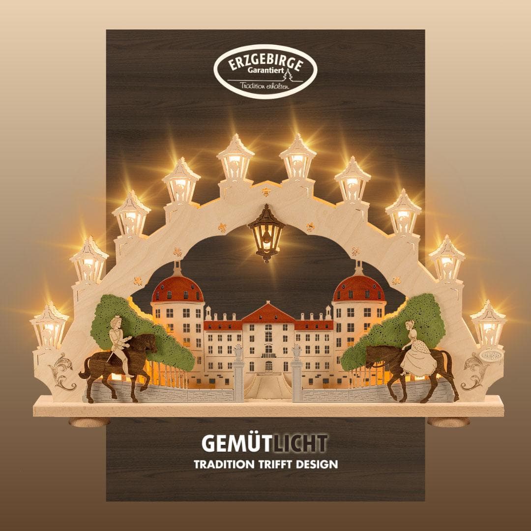 Weigla LED Schwibbogen Moritzburg: Holz-Schlossbeleuchtung für Weihnachten