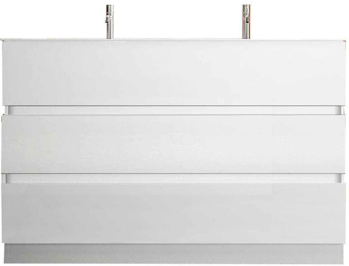 WELLTIME Doppelwaschtisch Start Weiß Hochglanz 3 Schubladen