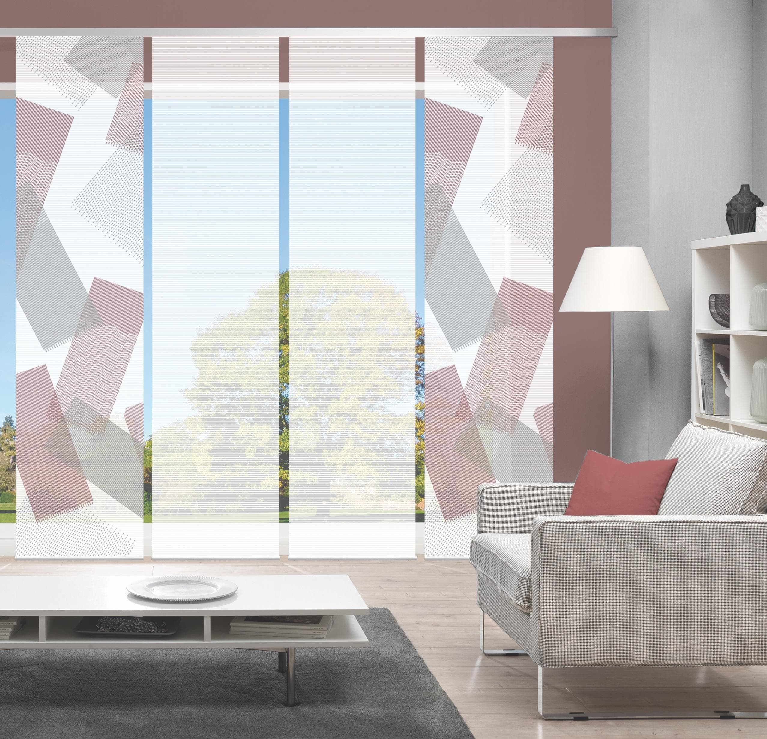 VISION Schiebegardine NAYAH Set Bambus-Optik Rot