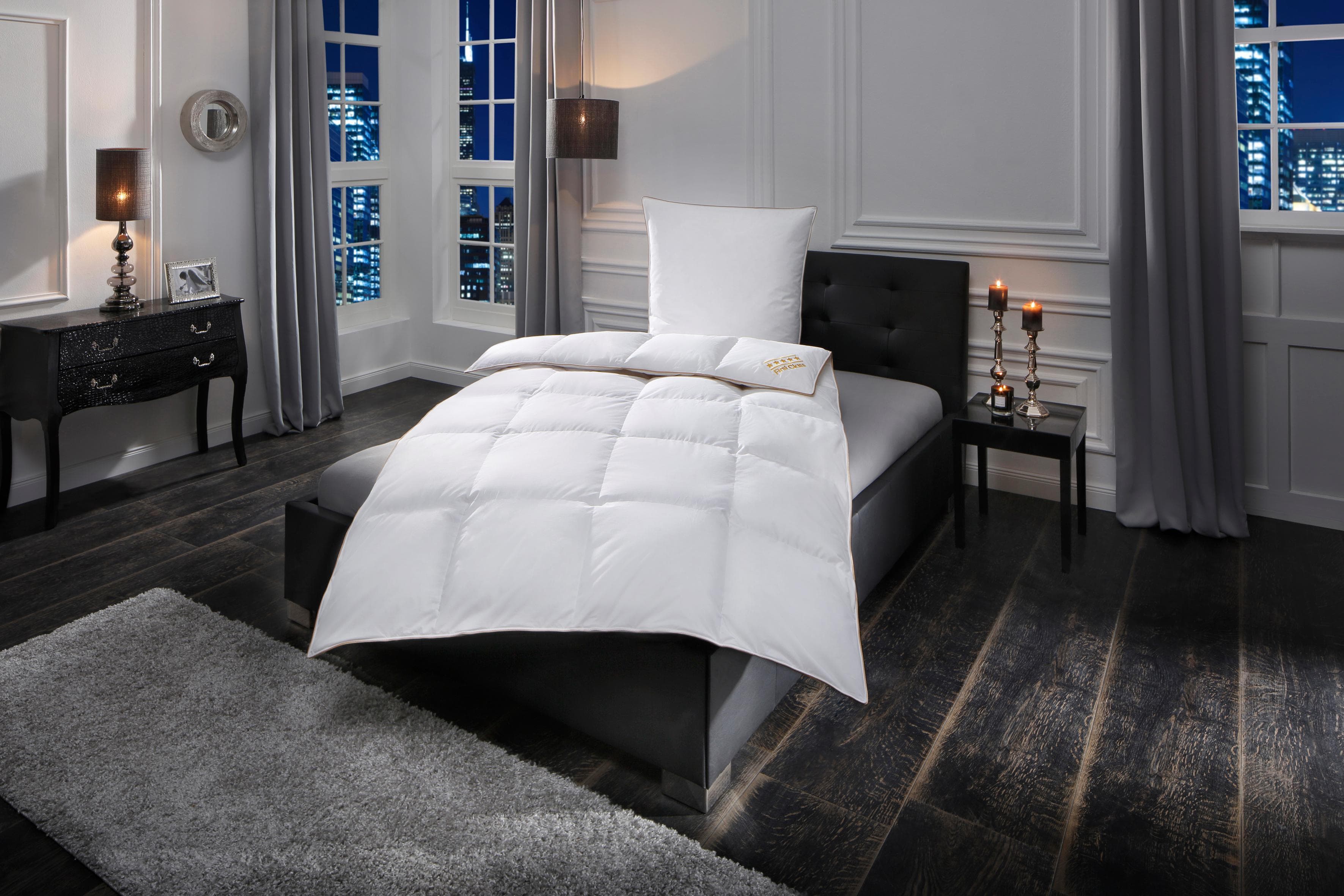 OBB Daunenbettdecke + Federkissen Emilias: Baumwollbezug, Allergikerfreundlich