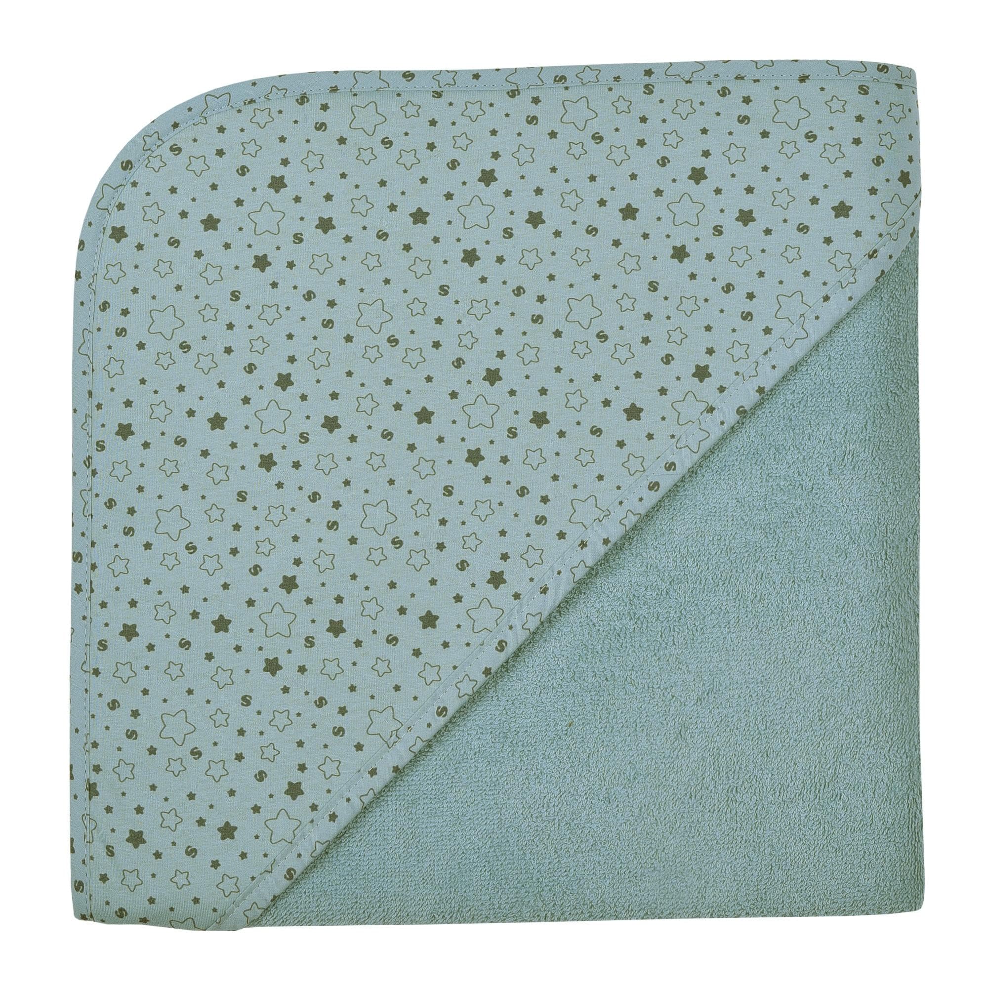 Wörner Kapuzenhandtuch Sterne Eisblau 100x100cm Frottee