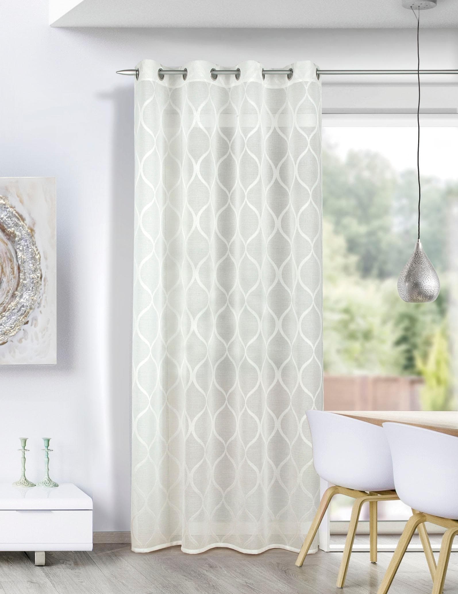 HOMING Gardine Theodora Weiß 135x245cm Polyester Ösenfertigschal