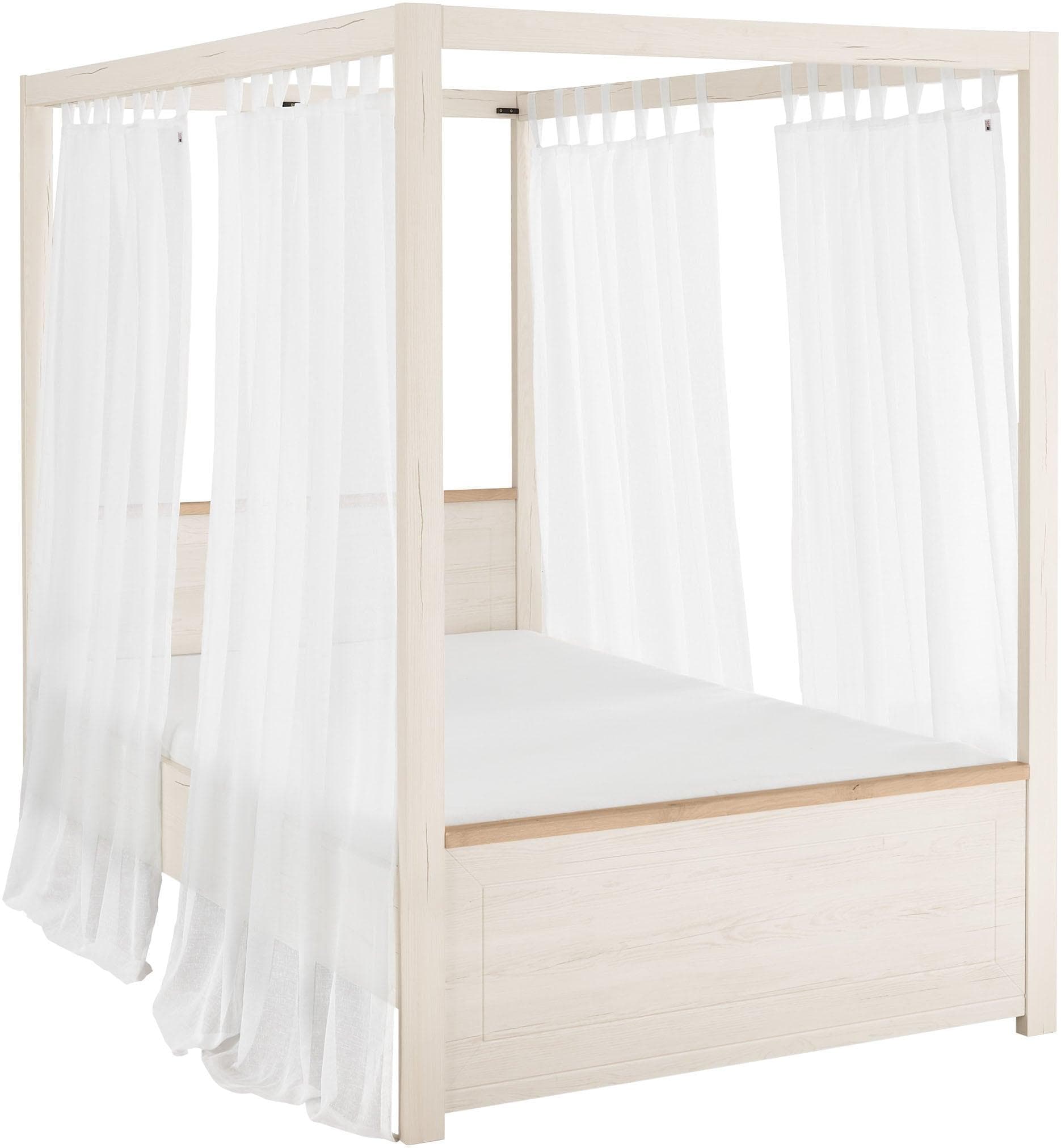 Himmelbett York Schlafen Weiß mit Gardinenset von Musterring