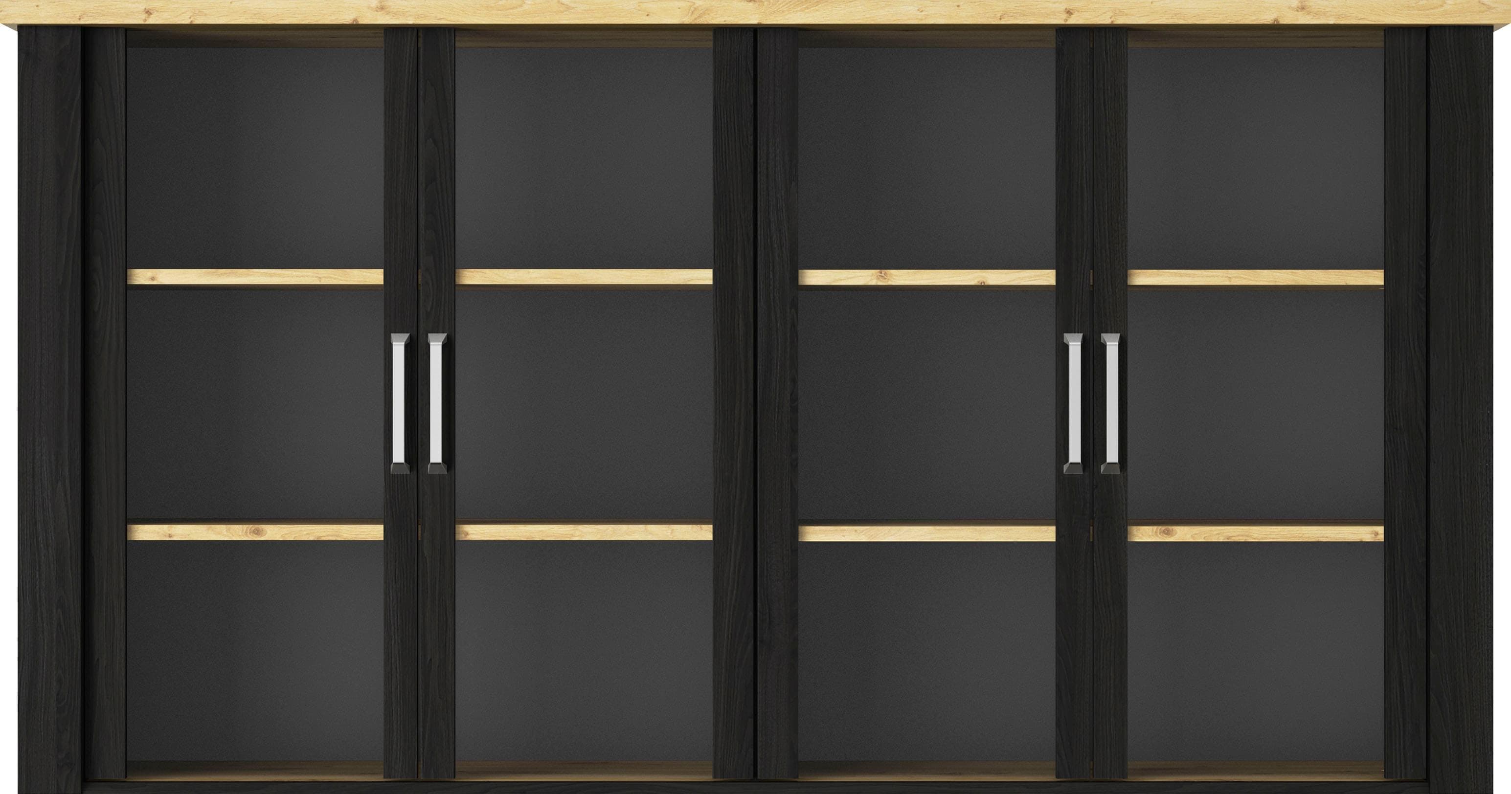 Buffetaufsatz GAMI Sequoia Schwarz Kiefer Spanplatte 220x116x41 cm