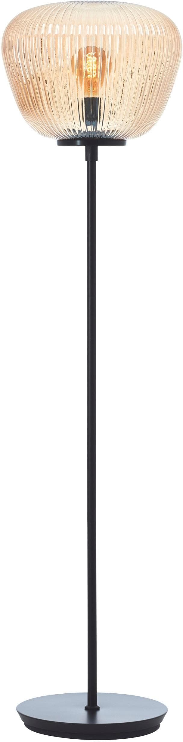 BRILLIANT Stehlampe Kaizen Schwarz Amber-Bernstein Riffelglas