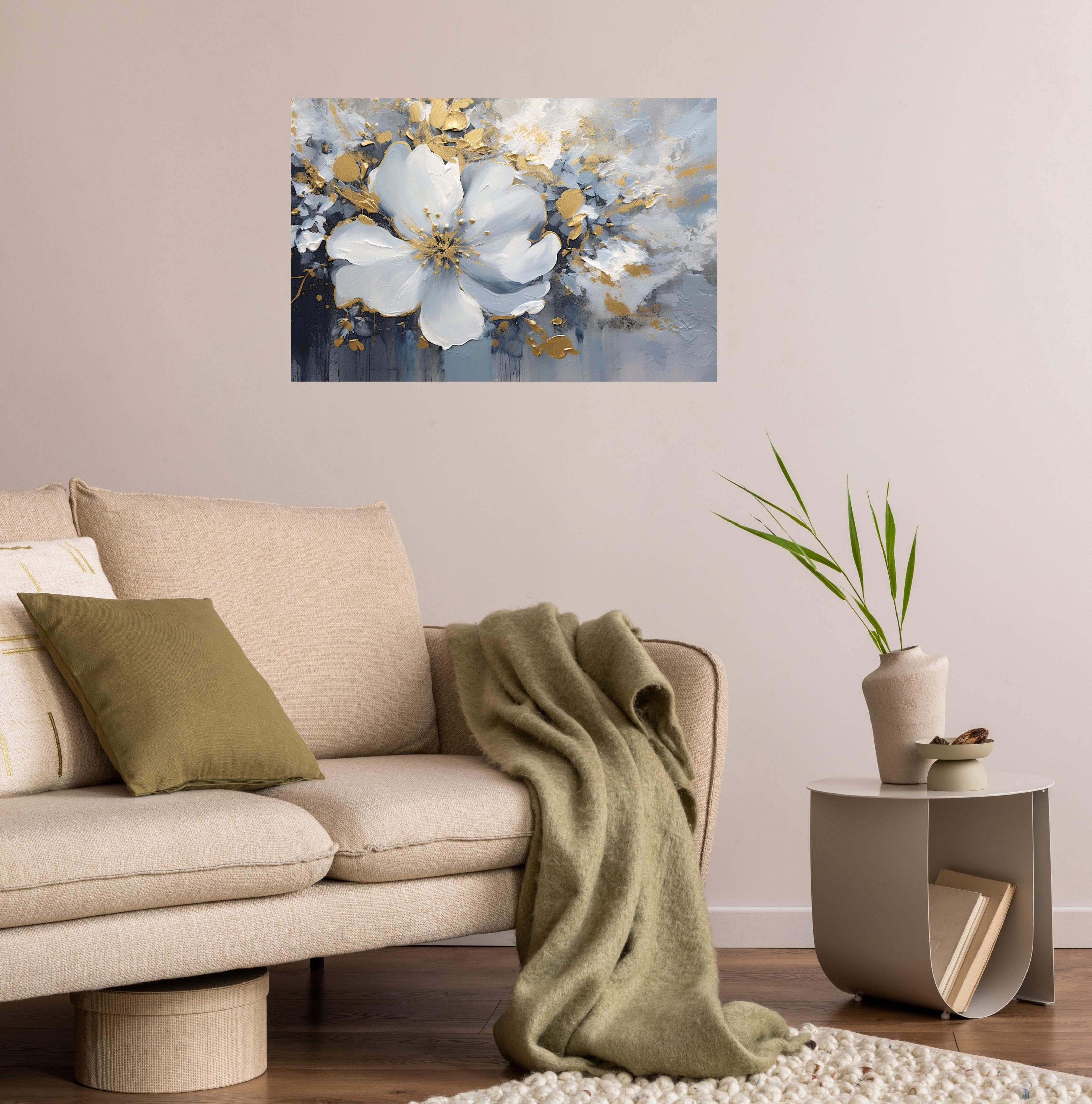 QUEENCE Wandsticker The golden Flower Grau Wandtattoo