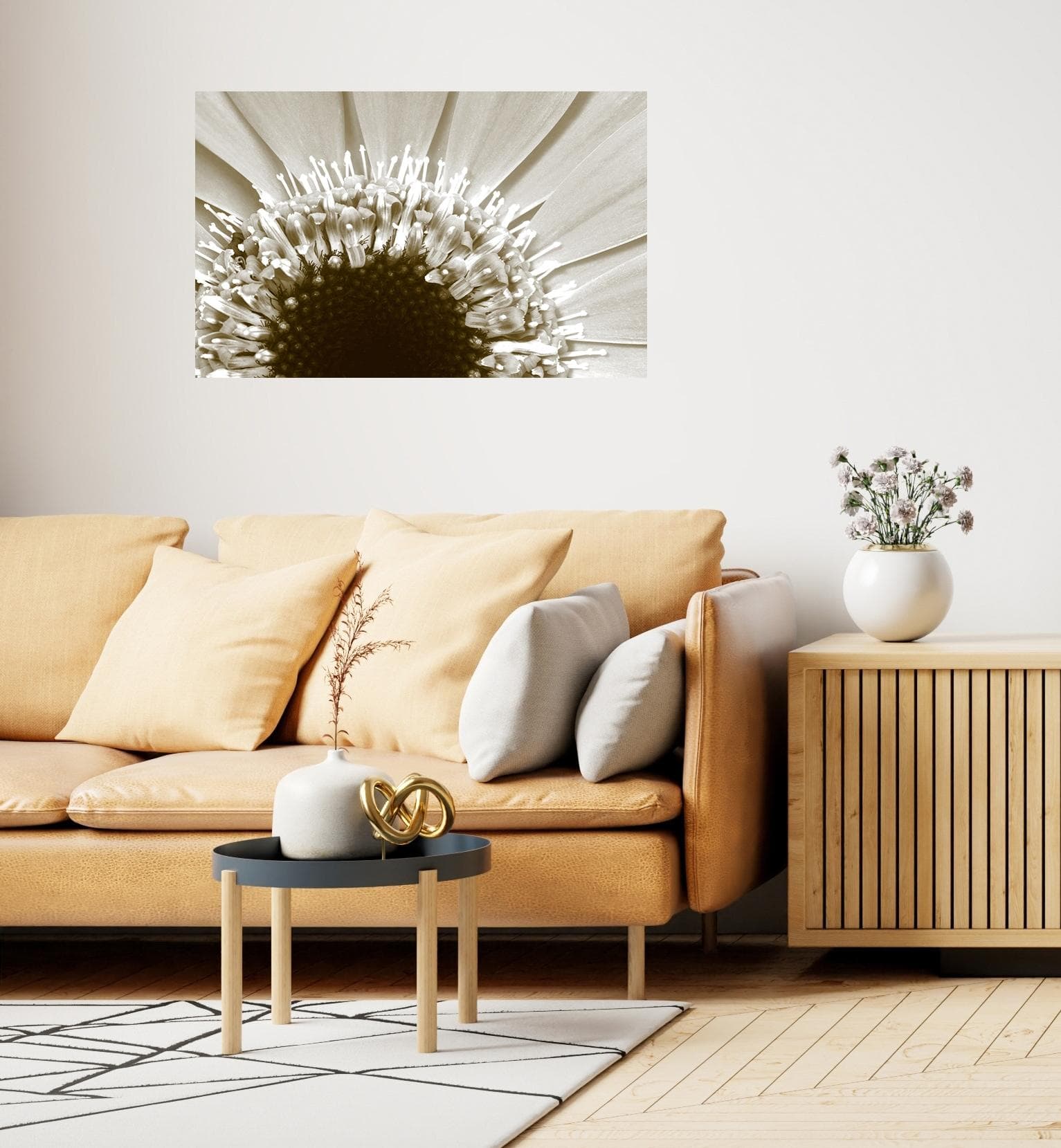 QUEENCE Wandsticker Sonnenblume Beige Selbstklebend