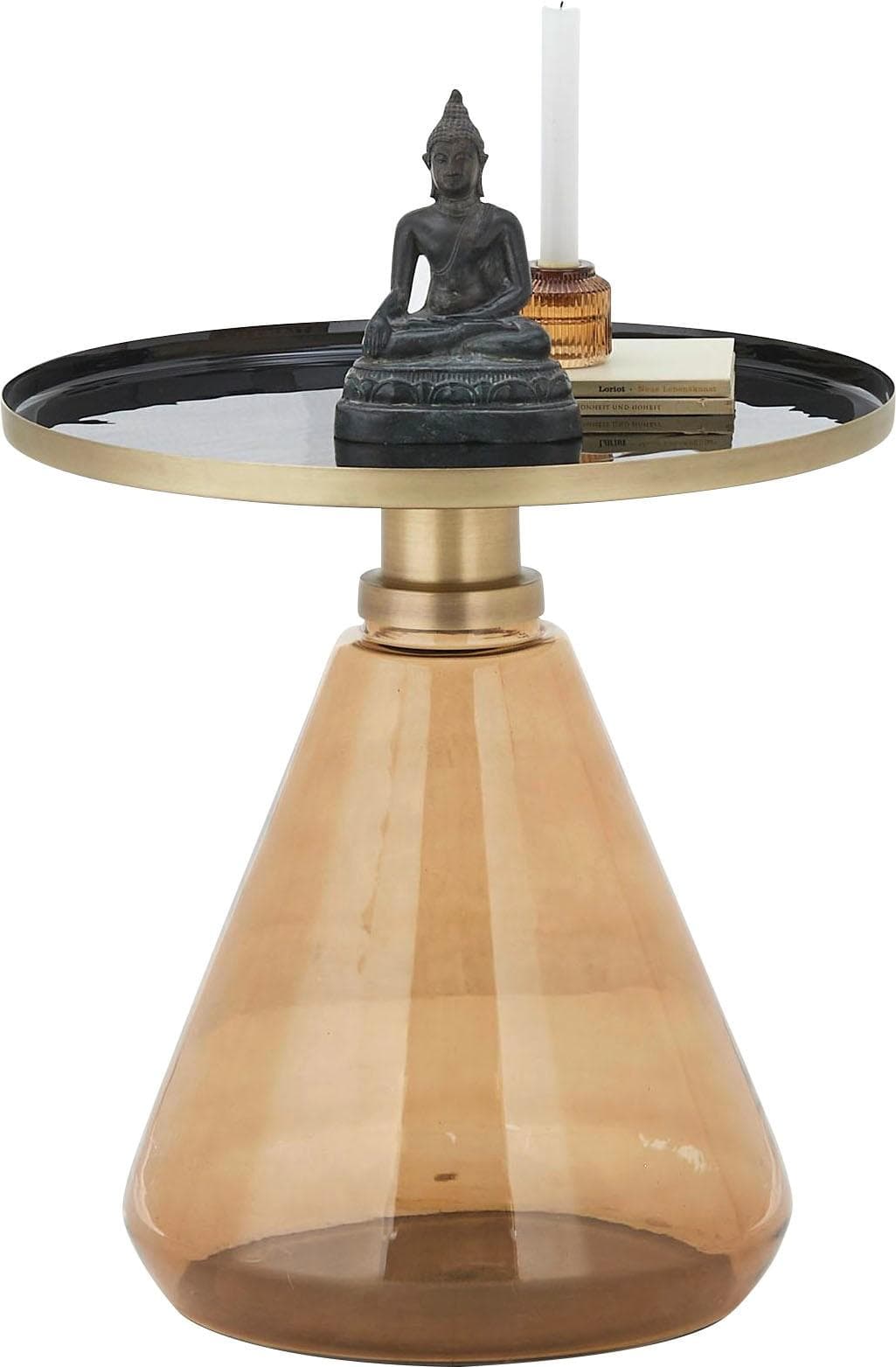 PAROLI Beistelltisch Britta II Braun Gold Messing Glas