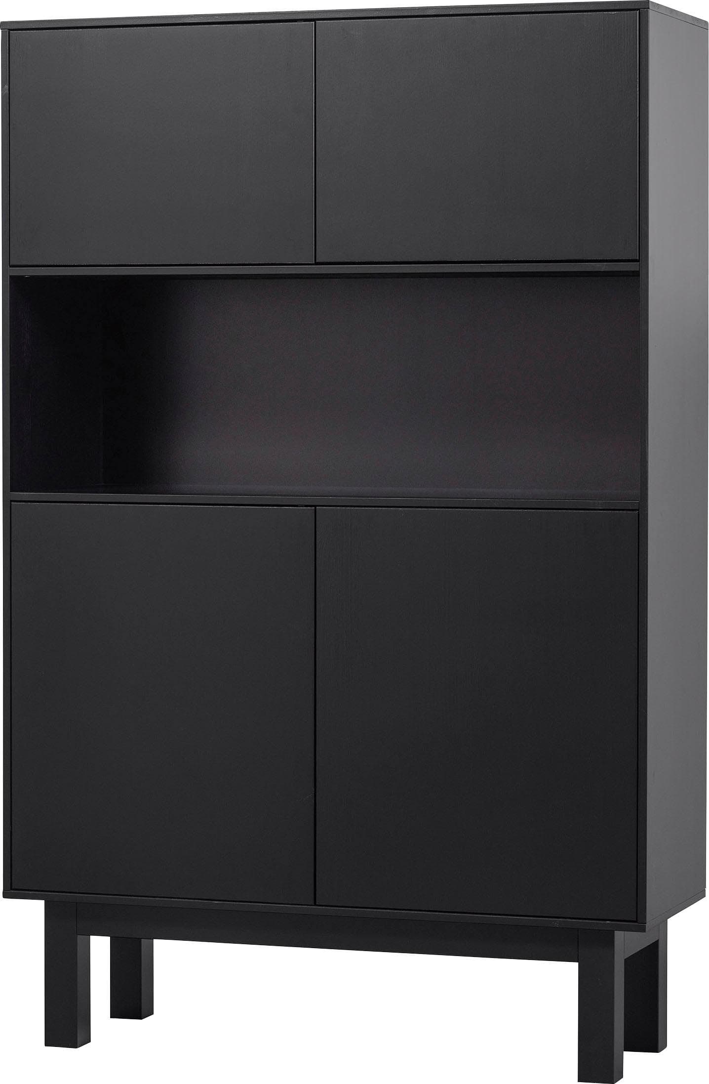 WOOOD Buffet Finca Schwarz Push-to-Open Sideboard