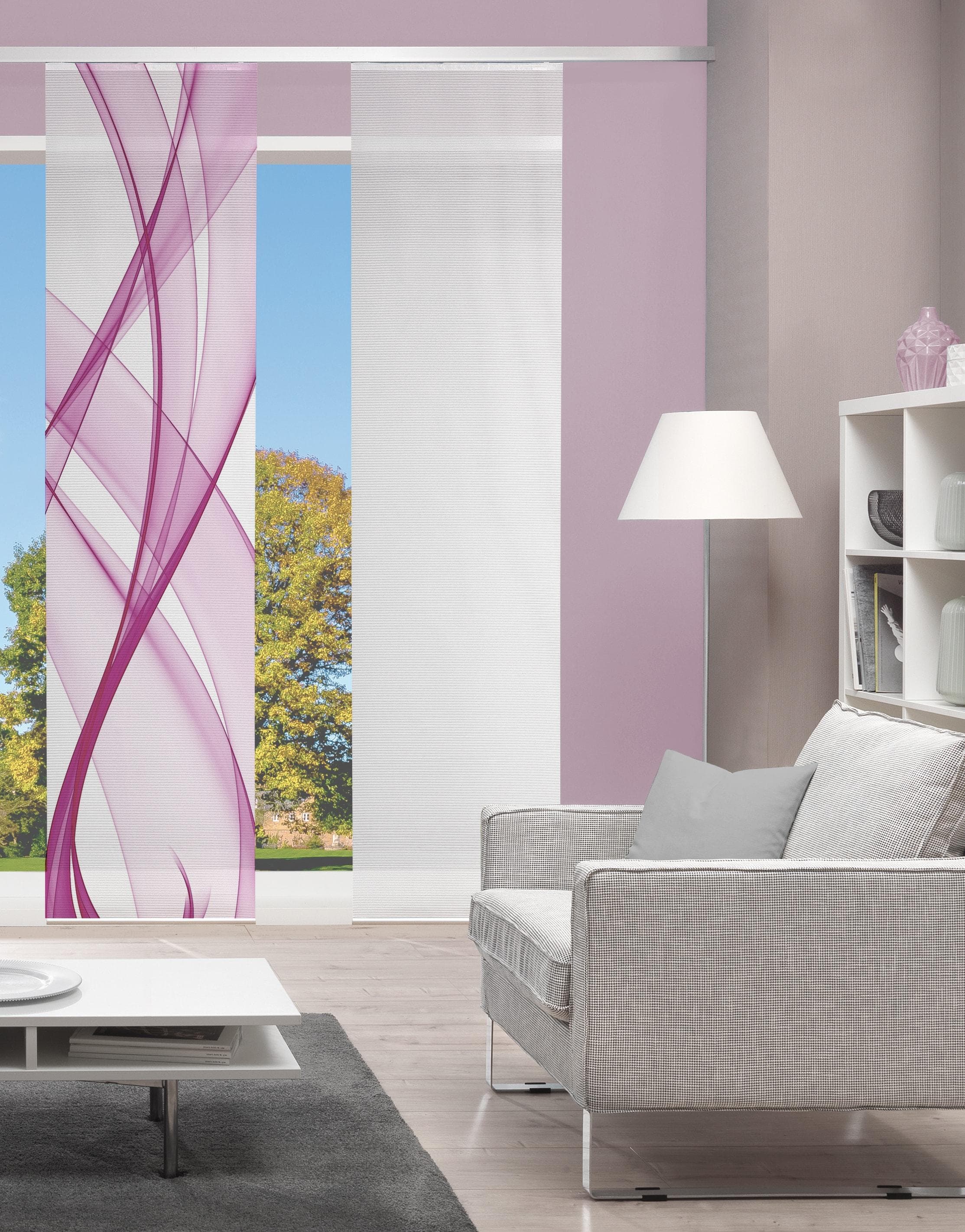 VISION Schiebegardine PACOLIA Pink Digitaldruck Bambus-Optik