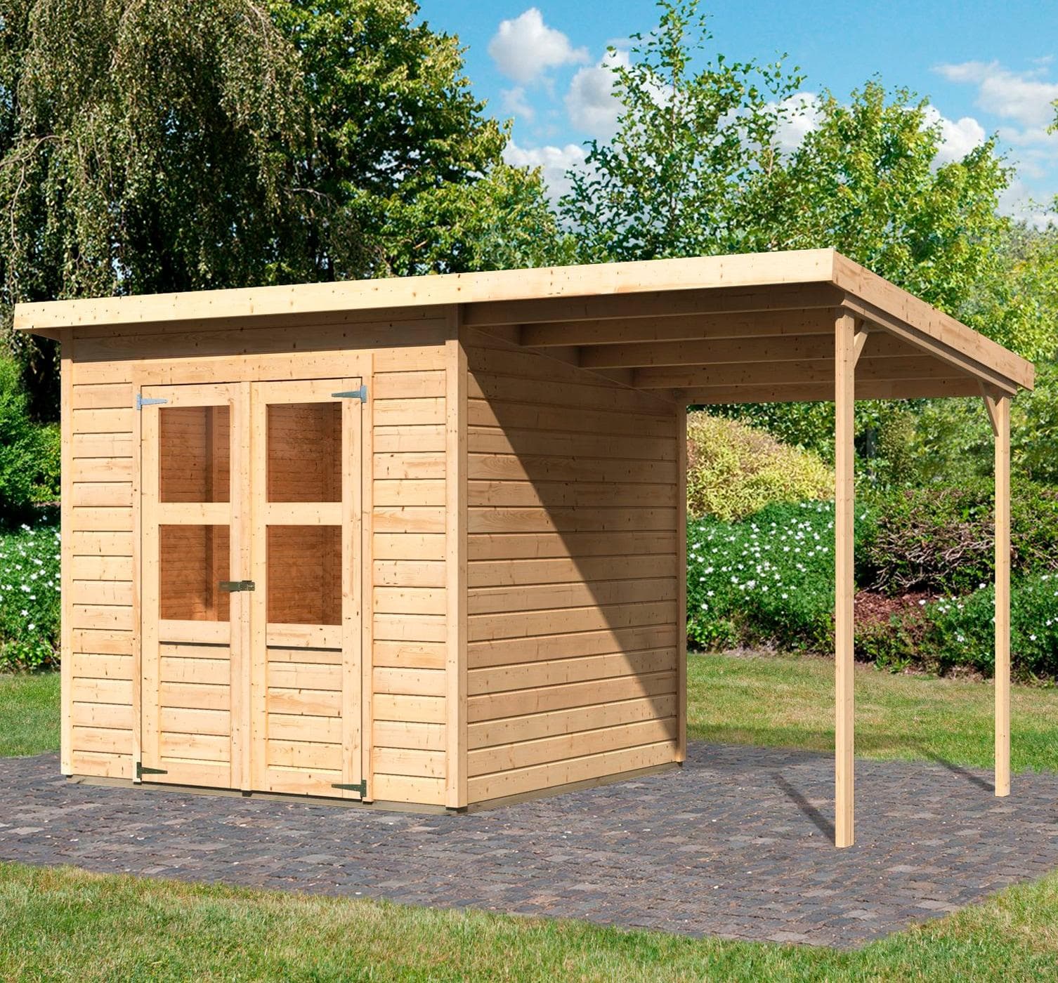 Gartenhaus KARIBU "Baggersee 3" Holzwerkstoff Pultdach