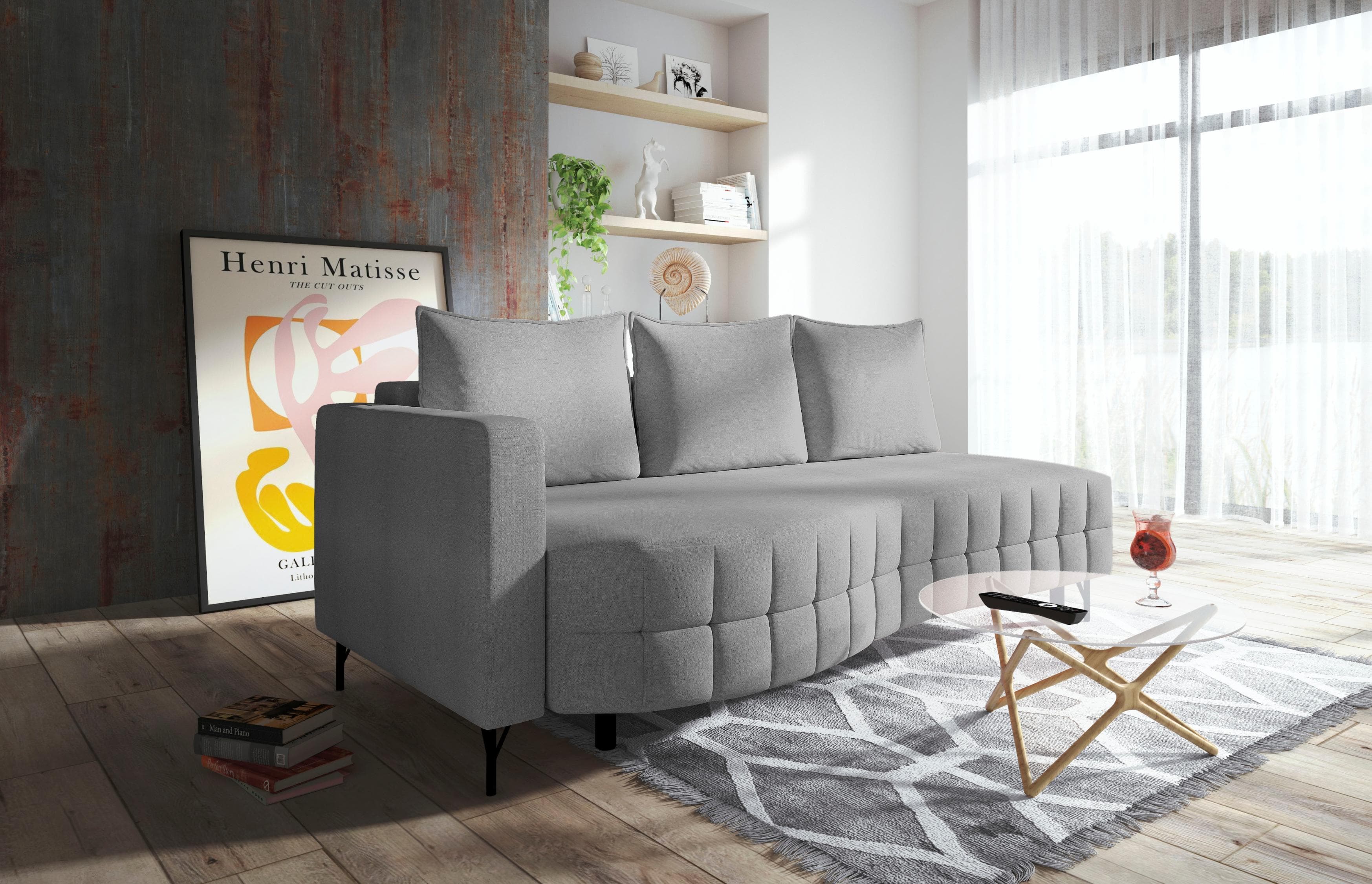 EXXPO Loungesofa T wiggy Schlafsofa mit Bettkasten Grau