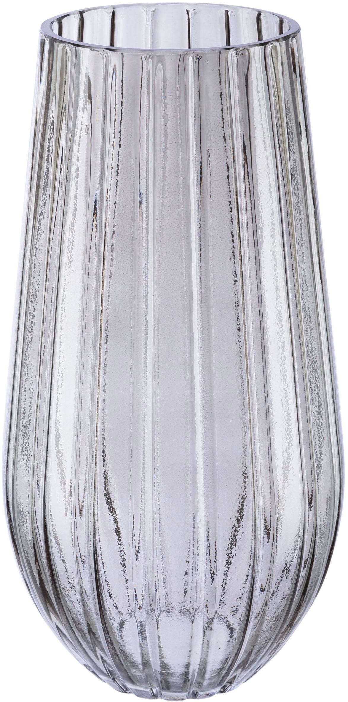 OTTO HOME Tischvase Adella Grau Transparent Glas Reliefoberfläche