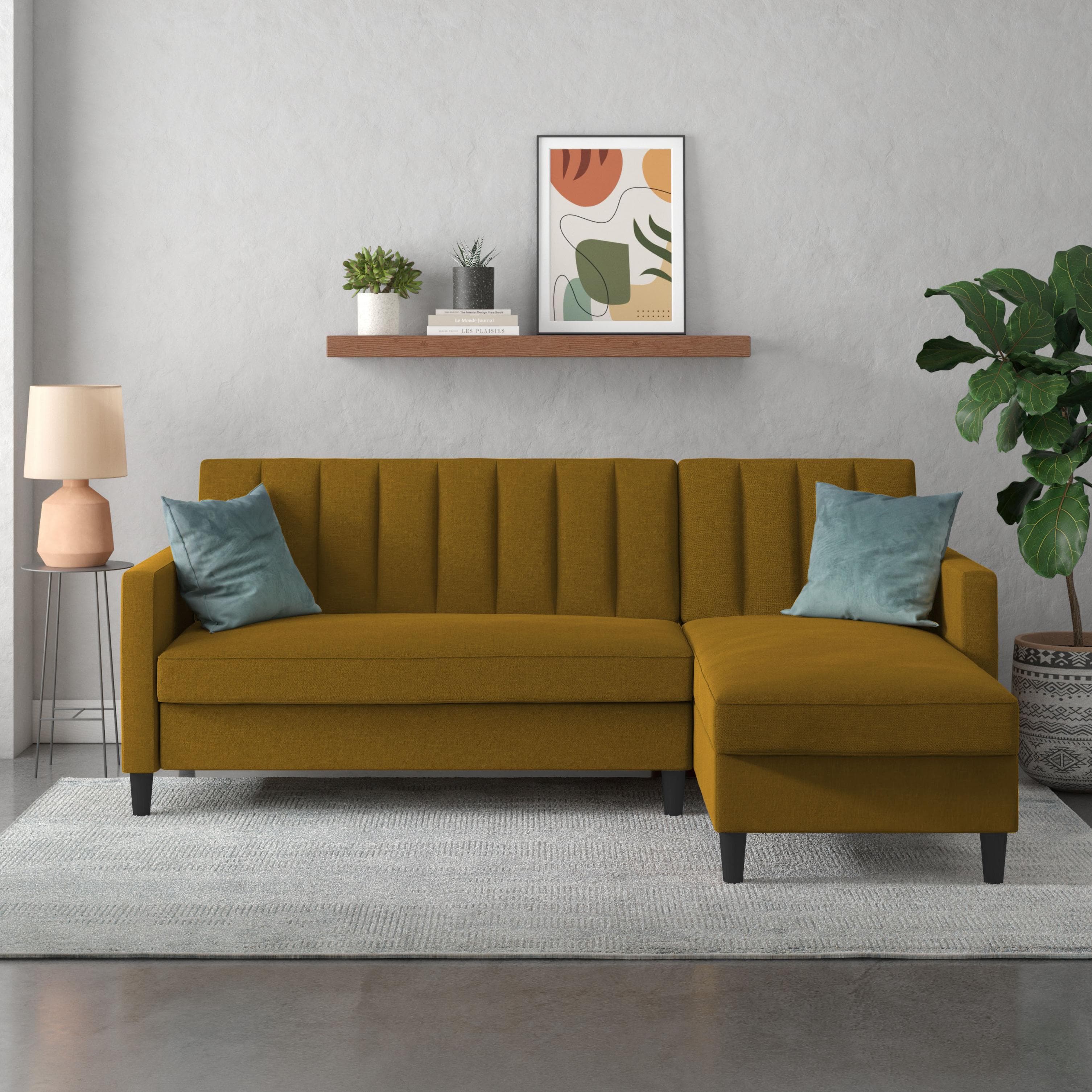DOREL HOME Ecksofa Celine L-Form Curry mit Bettfunktion