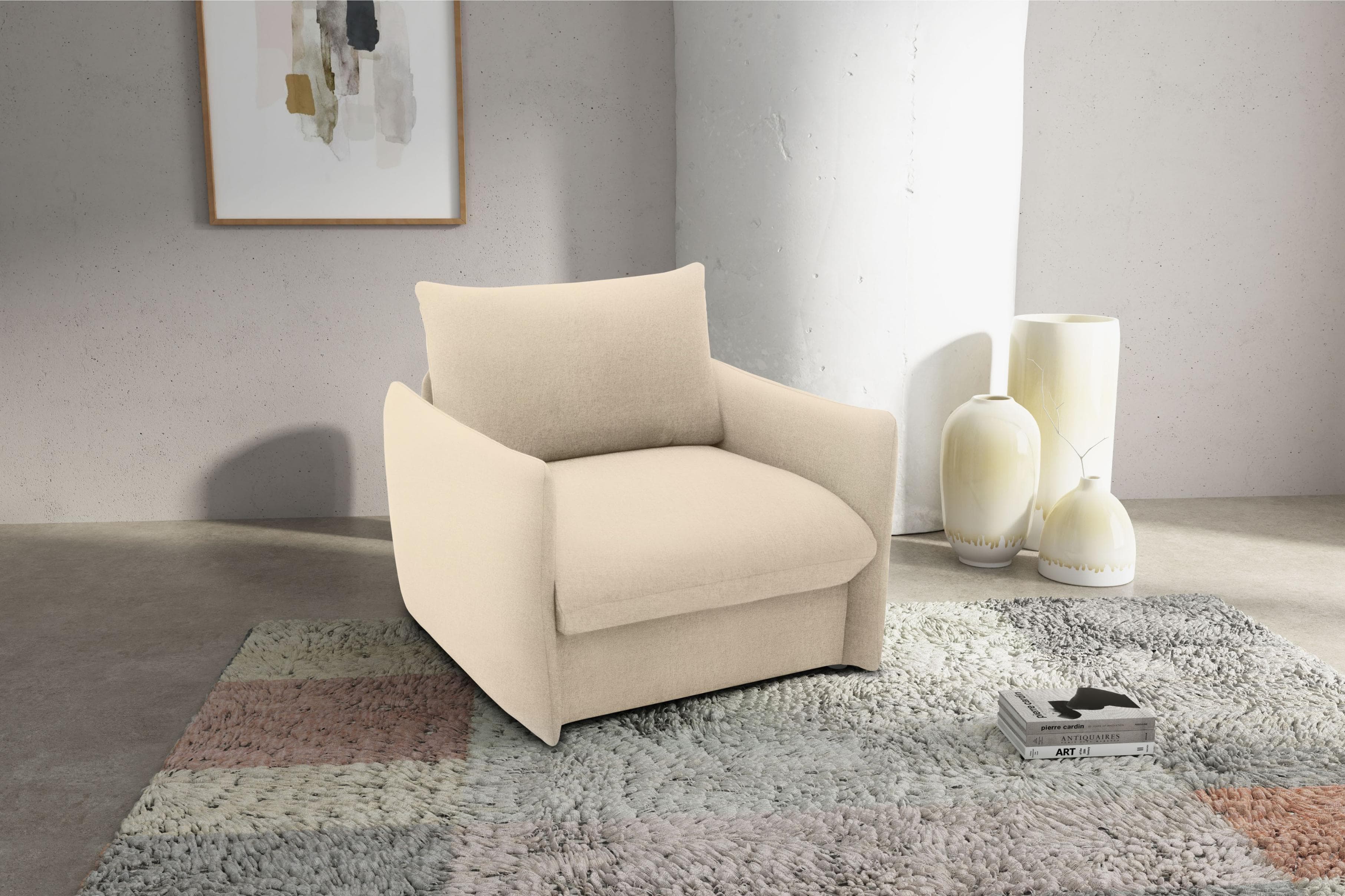DOMO COLLECTION Sessel wandelbar beige Relaxliege Gästebett