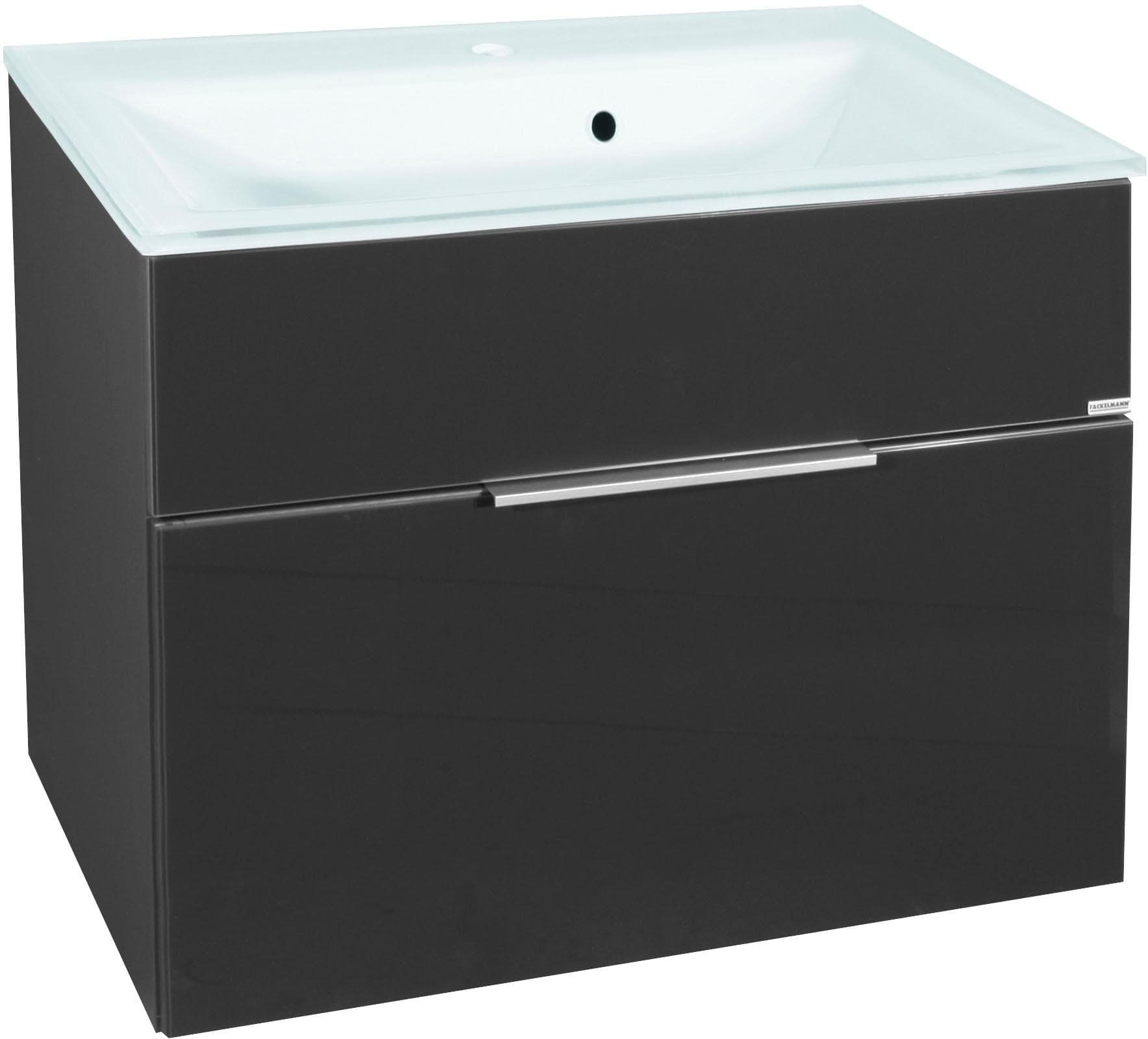Anthrazit Badmöbel-Set mit Glas-Waschbecken und Schublade