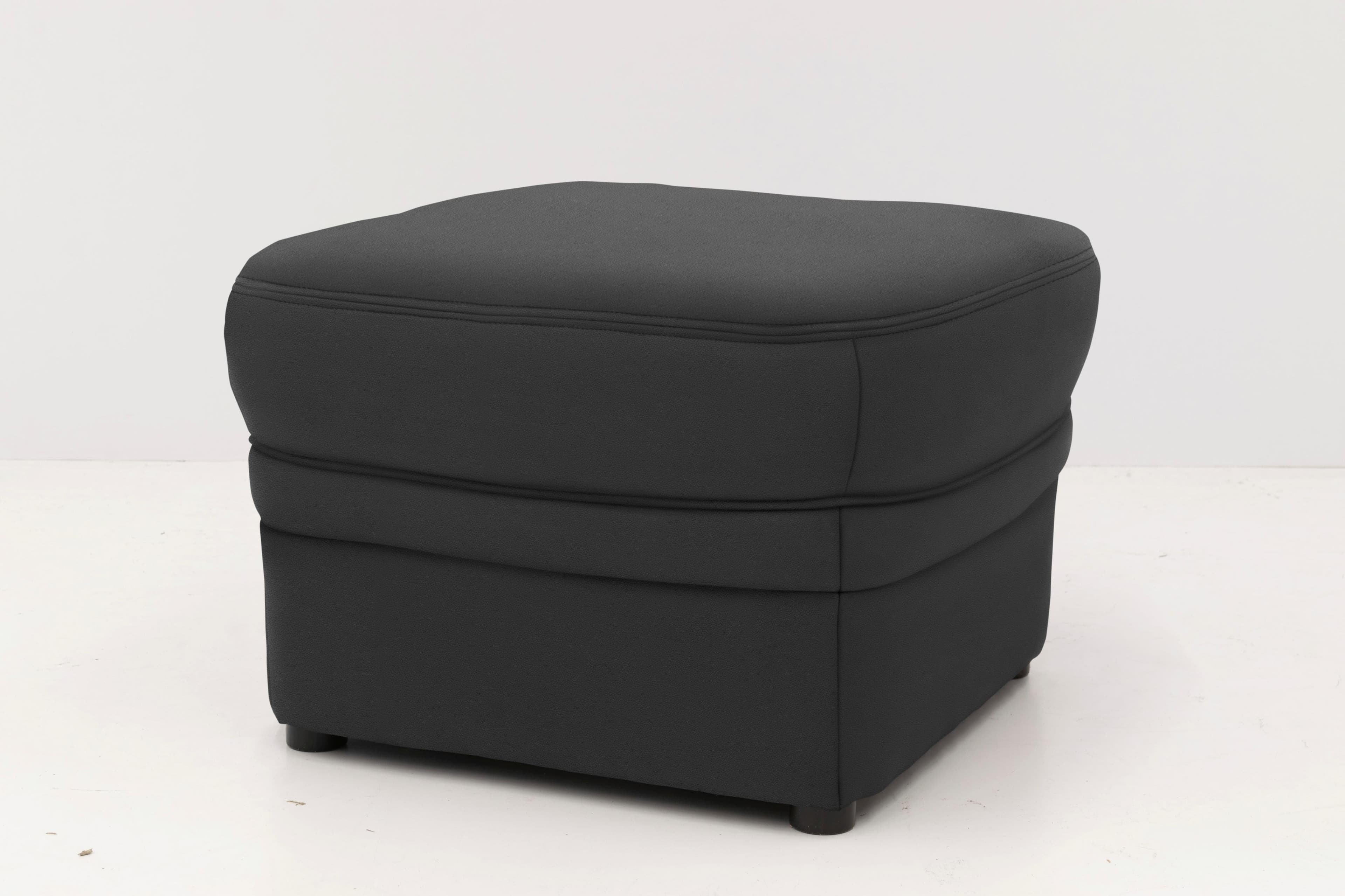 DOMO COLLECTION Hocker Montana Schwarz Kunstleder Polsterhocker