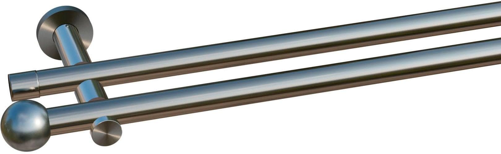 INDEKO Gardinenstange Colombes Silber Stahl 250cm Komplett-Set