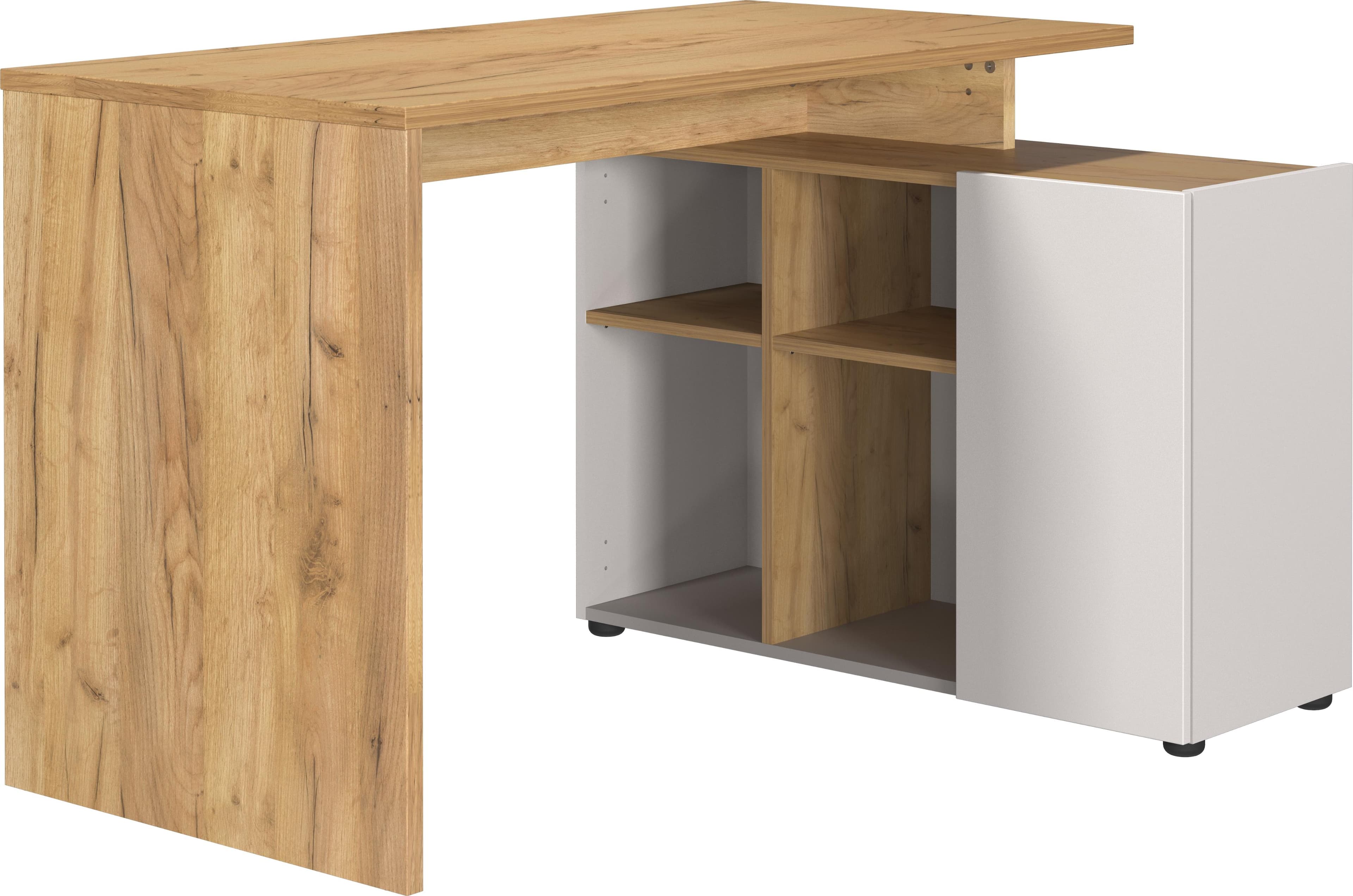 Eckschreibtisch Germania Adrano mit Sideboard Eiche-Nb.