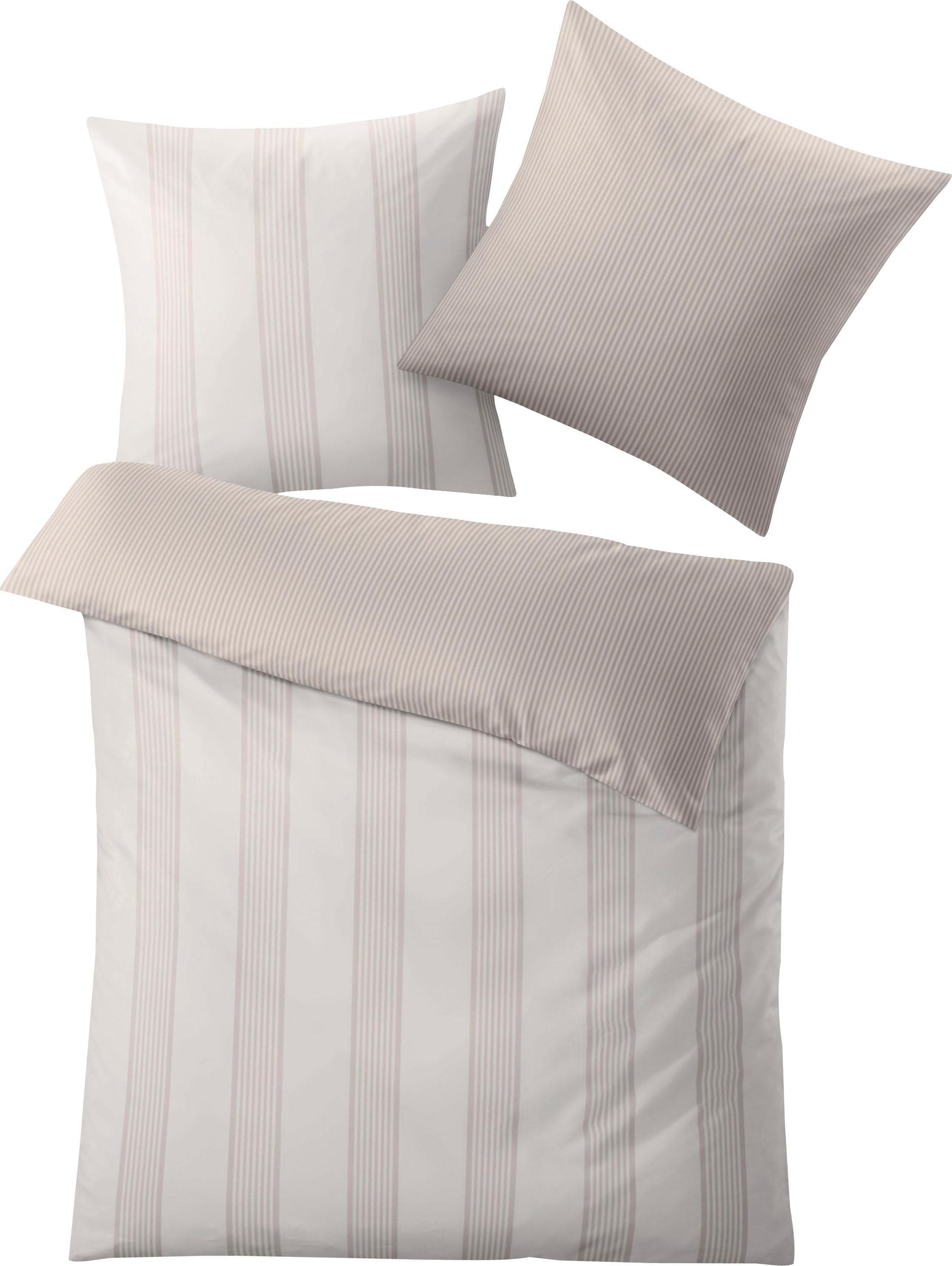 Kleine Wolke Wendebettwäsche Lina: Mako-Satin Streifendesign, 2-teilig