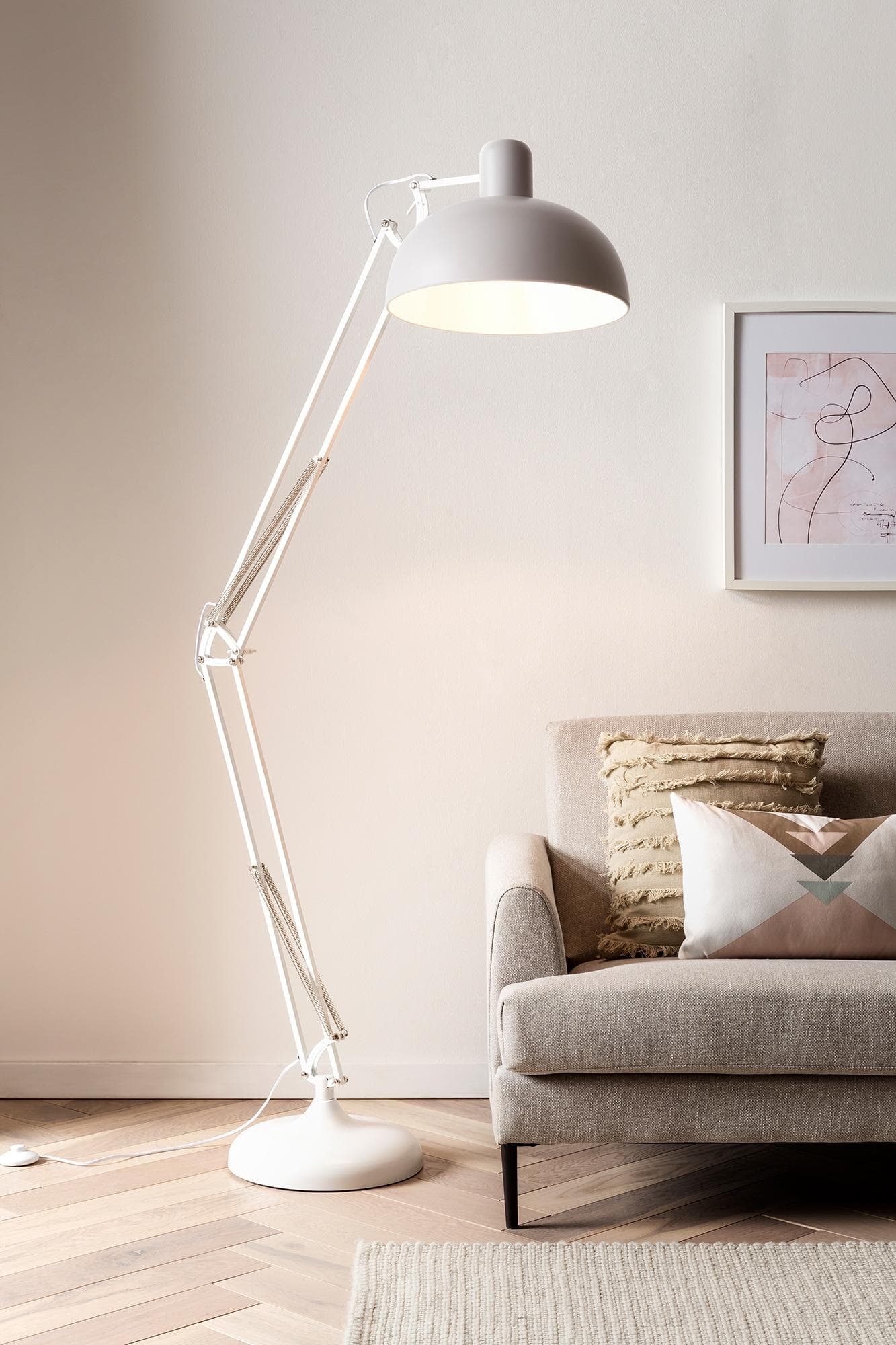 SALESFEVER Stehlampe Jack Weiß Metall Verstellbar