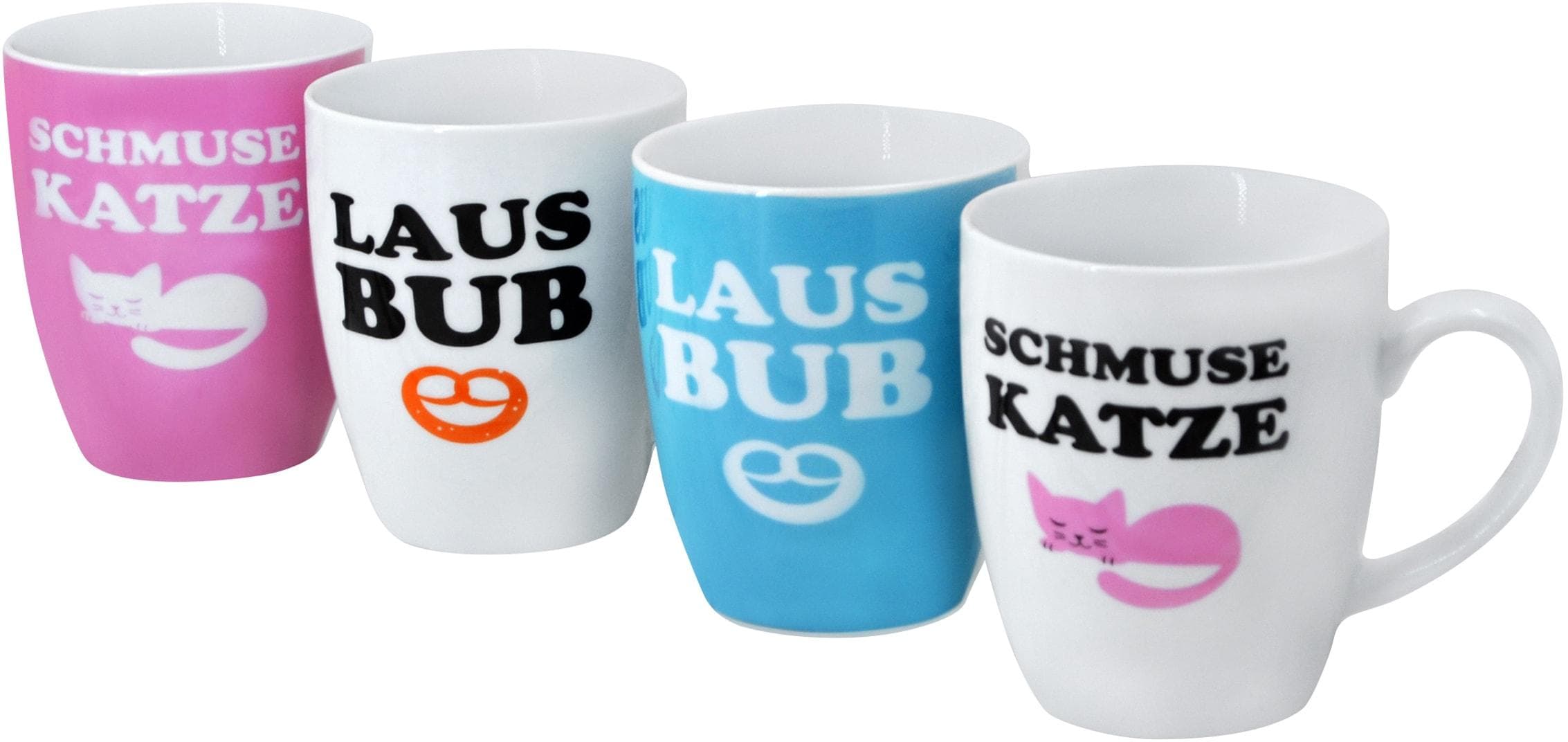 Becher RETSCH ARZBERG Schmusekatze & Lausbub Bunt 360ml 4-teilig Porzellan