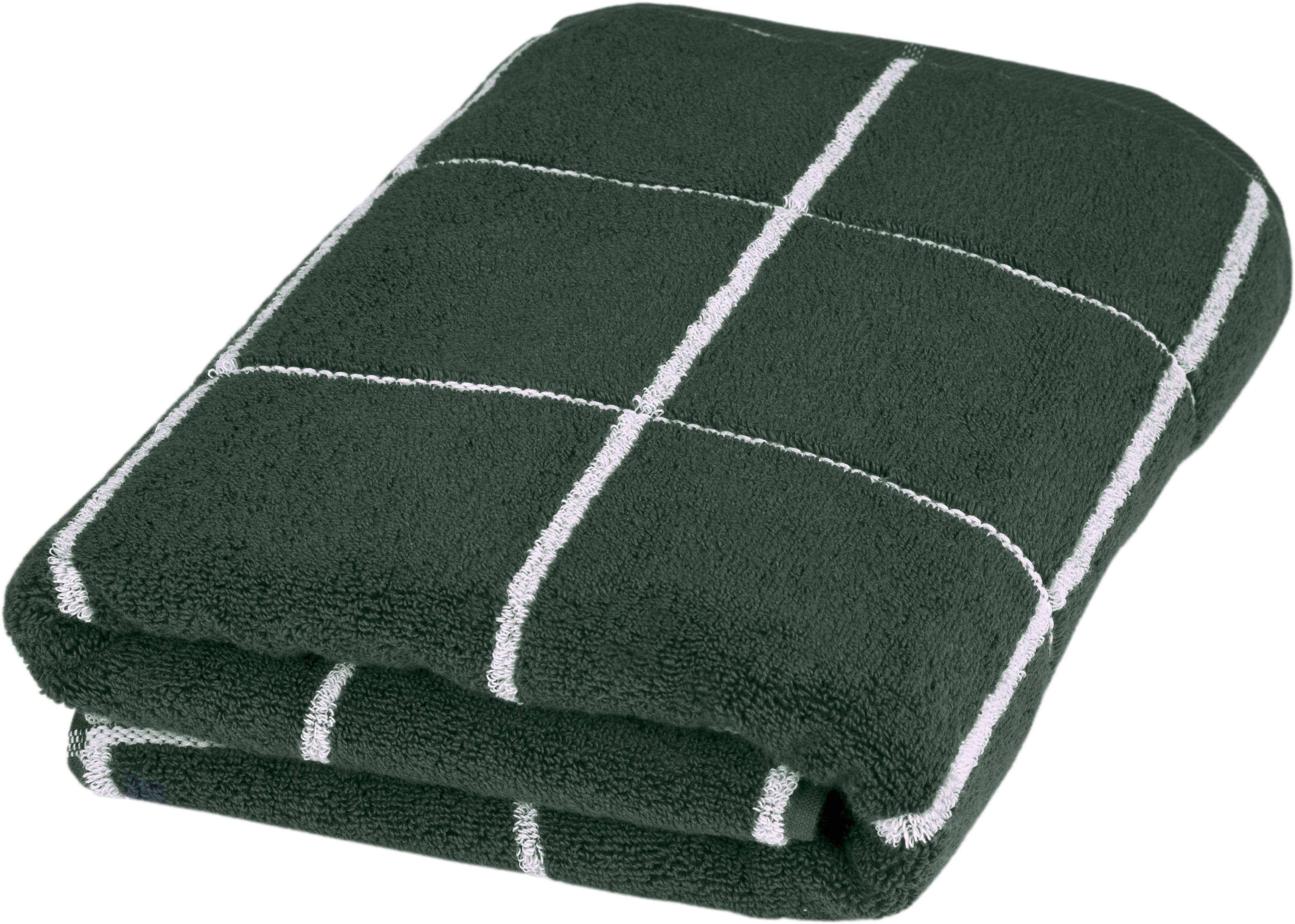 ROSS Duschtuch Cashmere Überkaro Moosgrün 100% Baumwolle Frottier