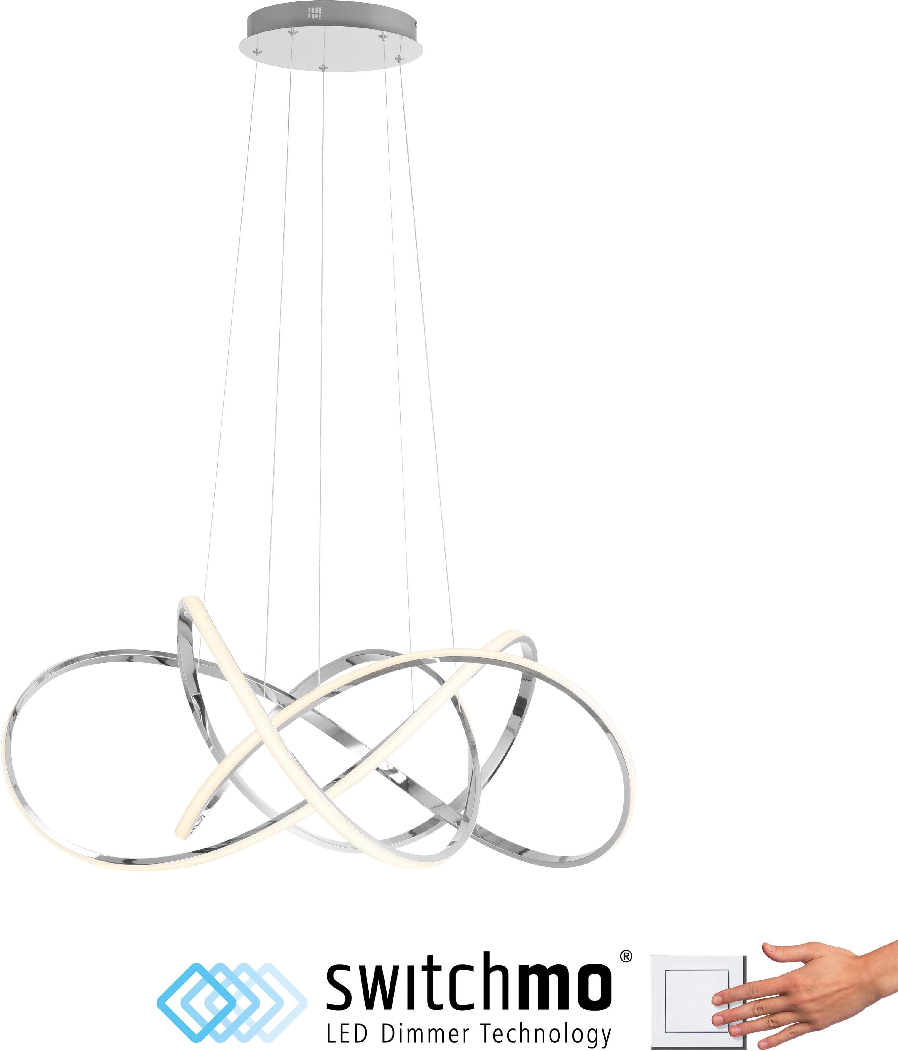 Paul Neuhaus Pendelleuchte KIRIBI Grau Chrom LED 3-Stufen Dimmer