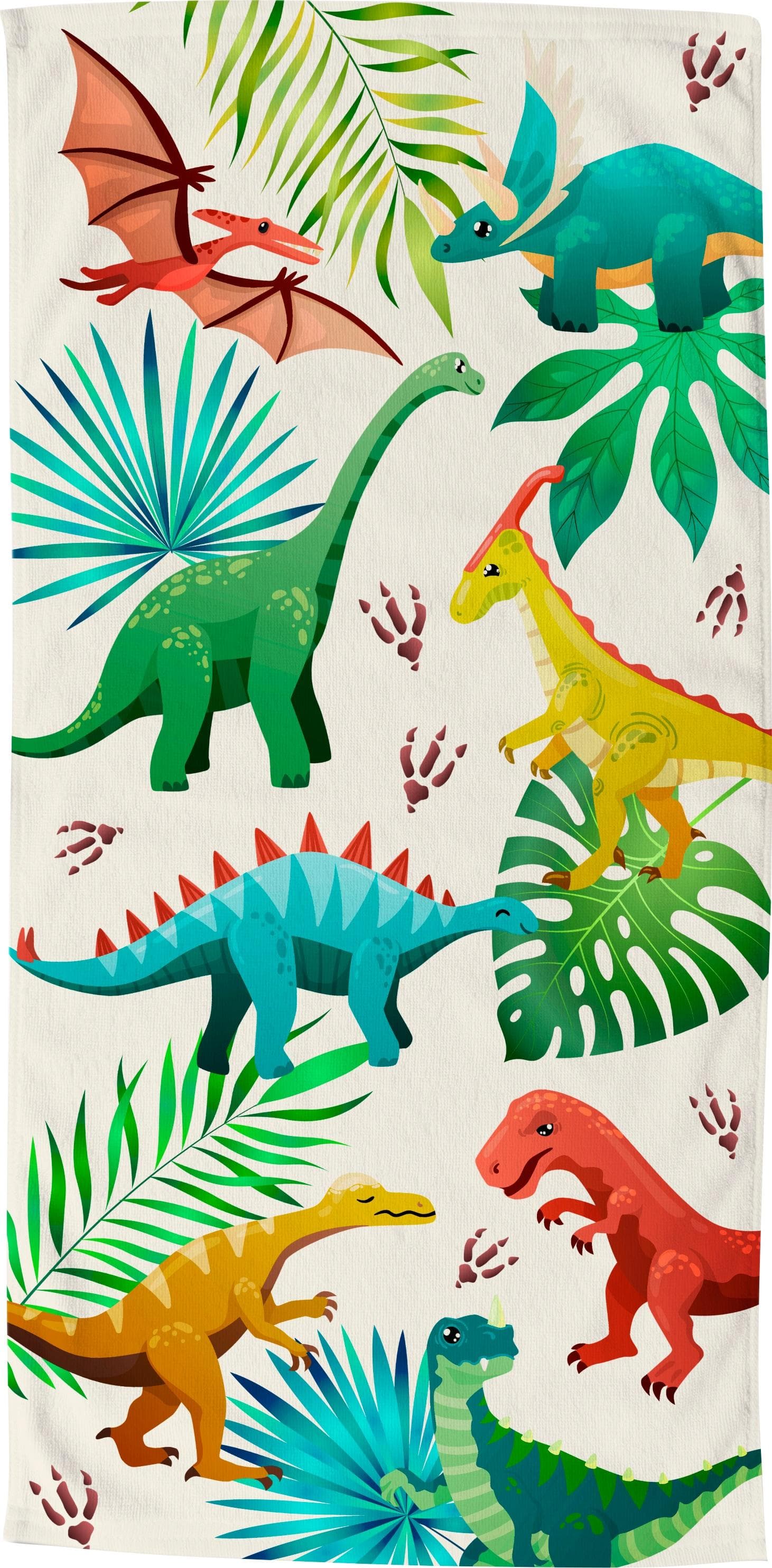 Strandtuch GOOD MORNING Dinos Microfaser Bunt Weiss