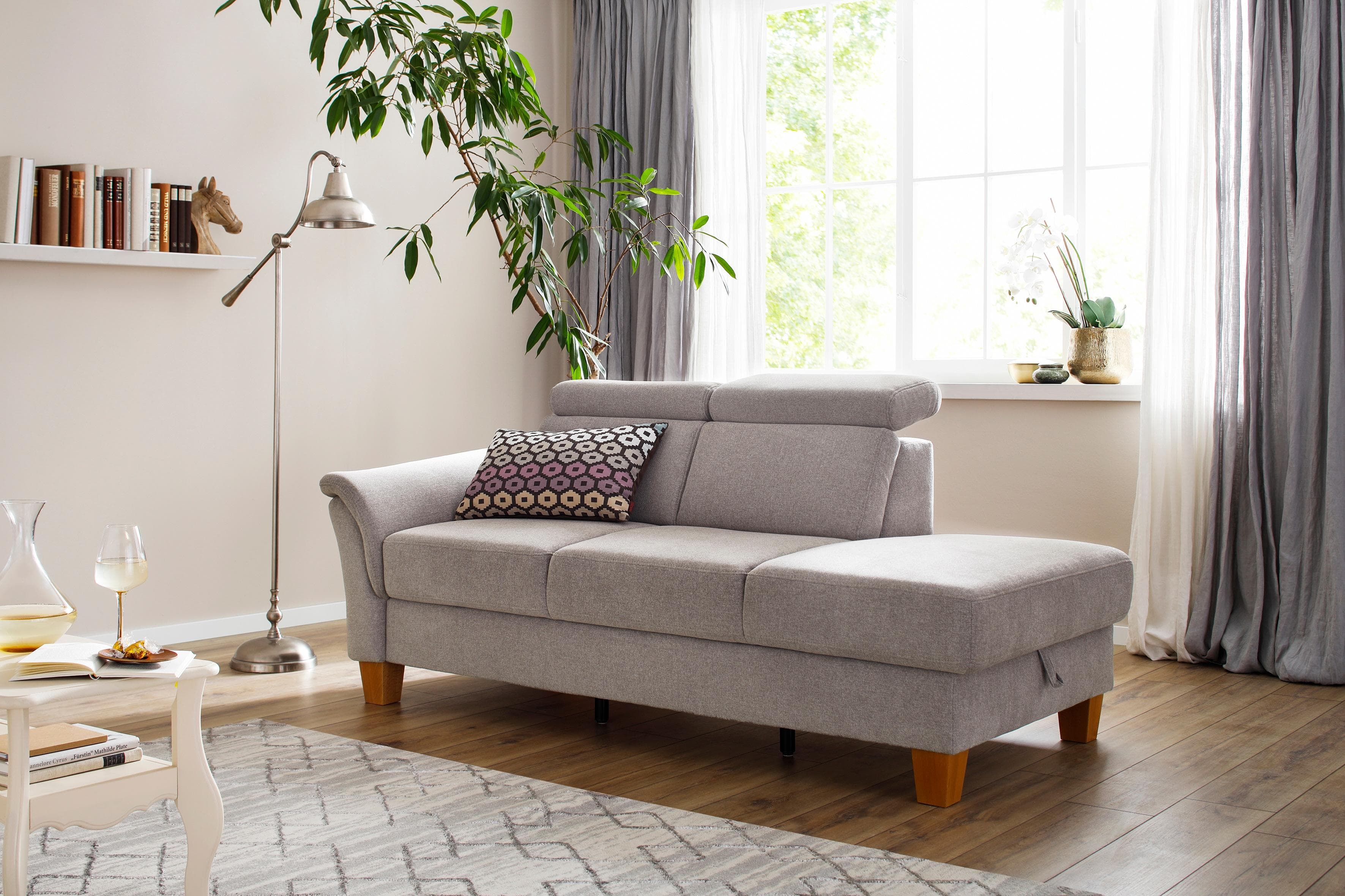 HOME AFFAIRE Recamiere Conville Beige Braun mit Kopfteilverstellung