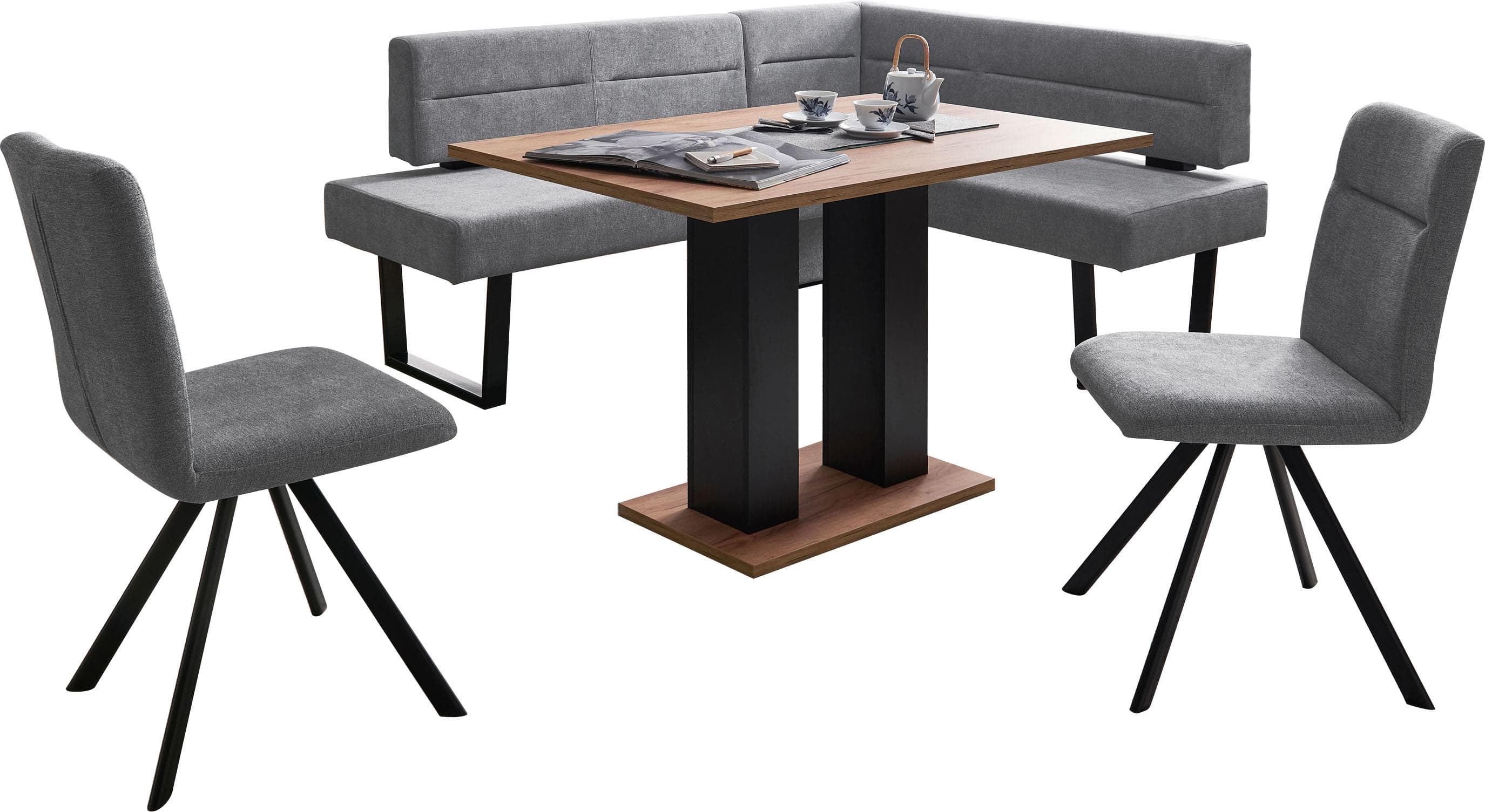 Eckbankgruppe Martina Grau Metall Microfaser