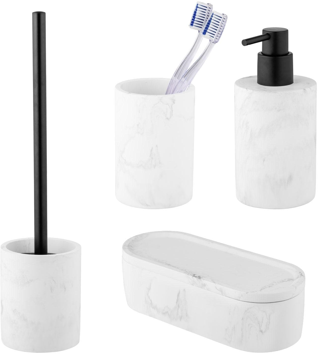 SCHÖNER WOHNEN-Kollektion Balatro: Diatomit-Badaccessoire-Set mit Zahnputzbecher und Seifenspender