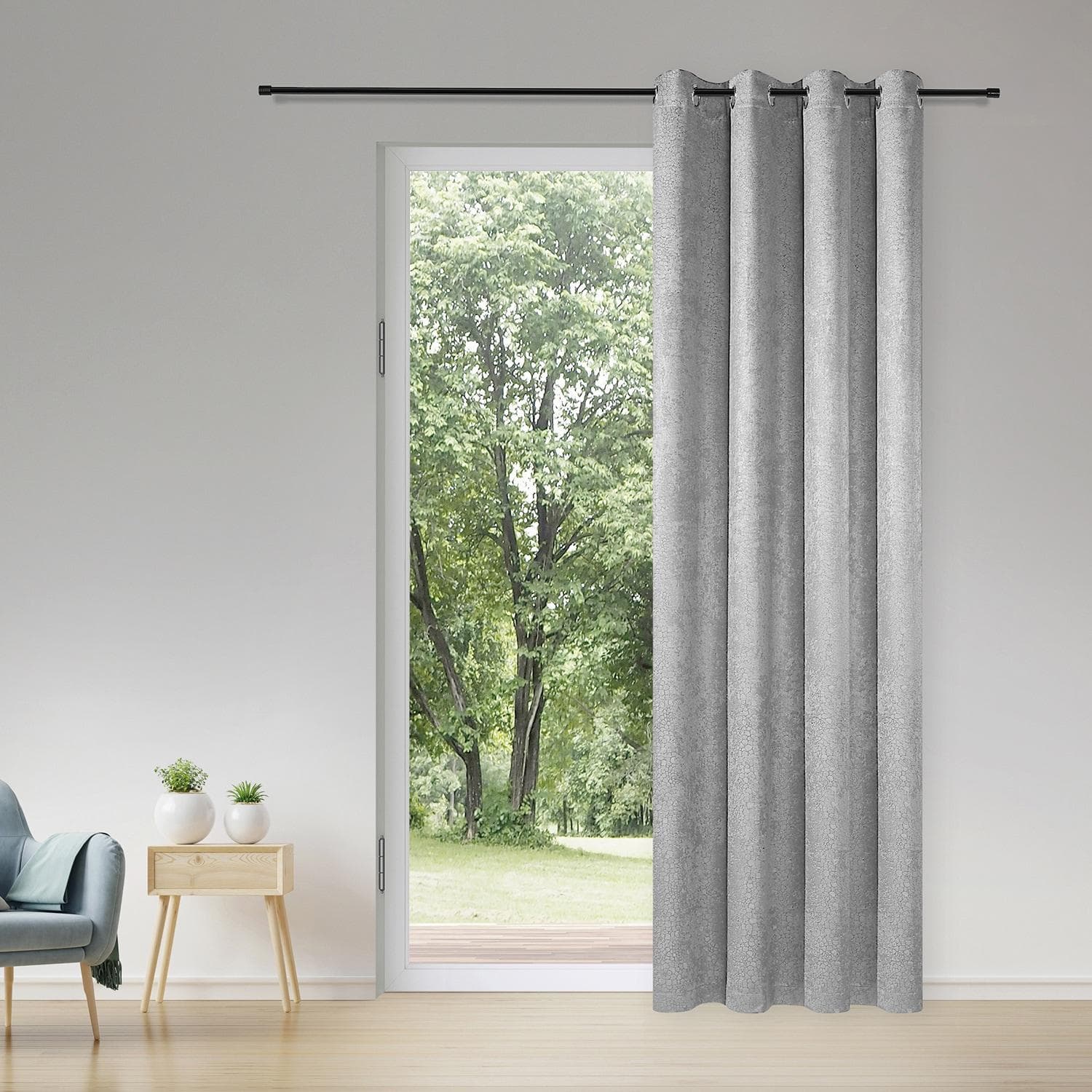 GERSTER Vorhang Lavina Silber Blickdicht Ösenschal Polyester