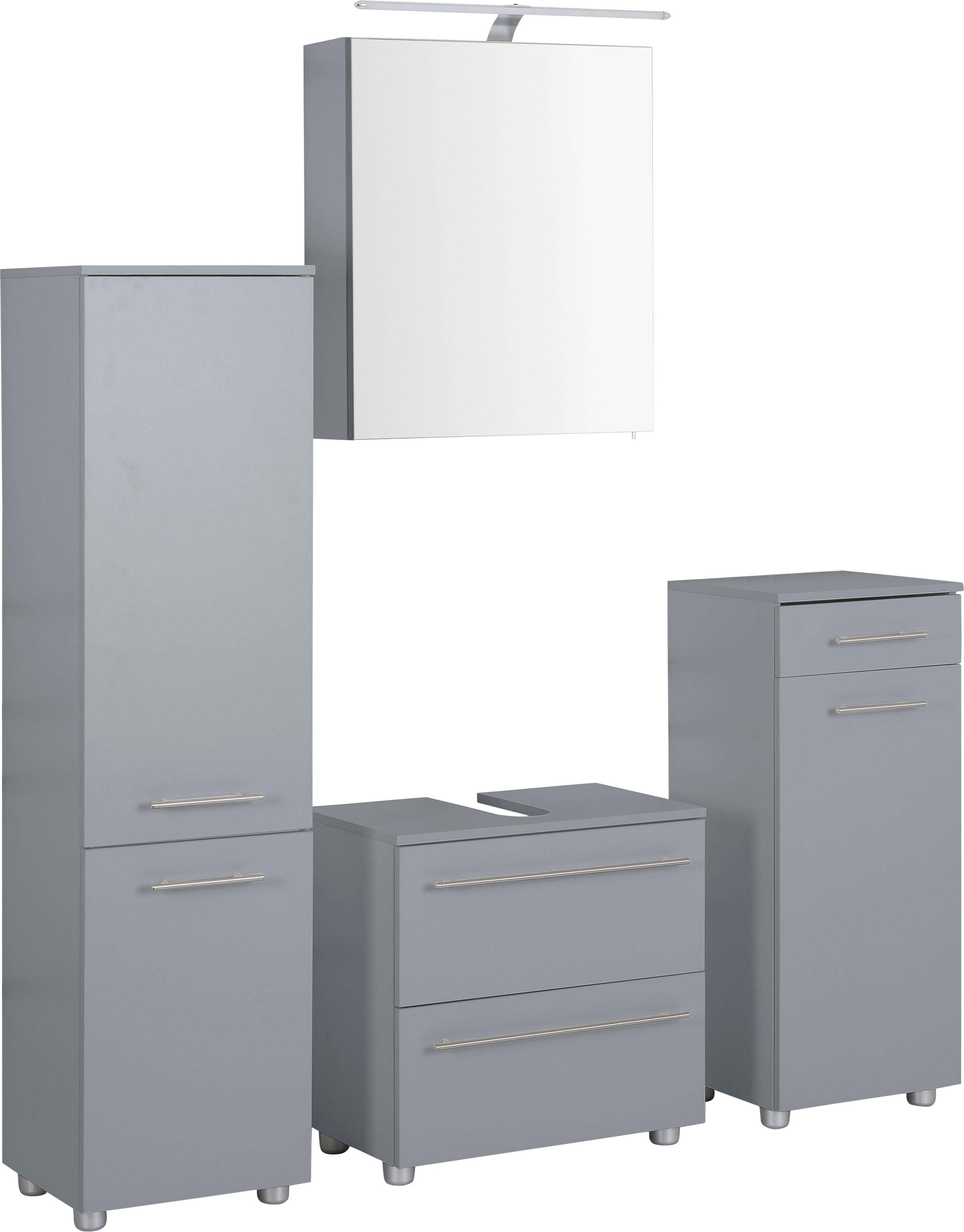 OPTIFIT Badmöbel-Set Bern Basalt mit LED-Beleuchtung