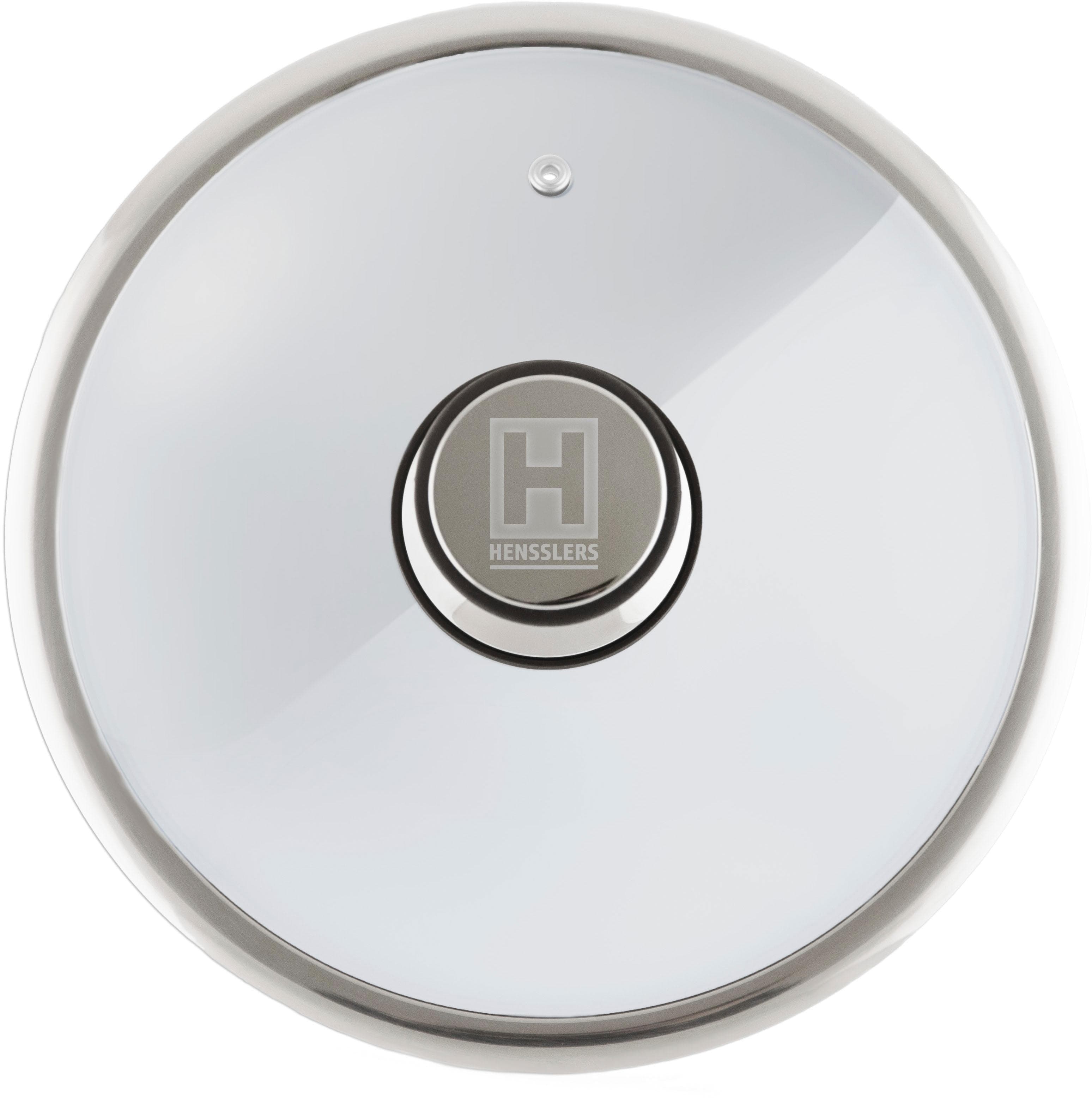 Hensslers Pfannendeckel Silber Glas