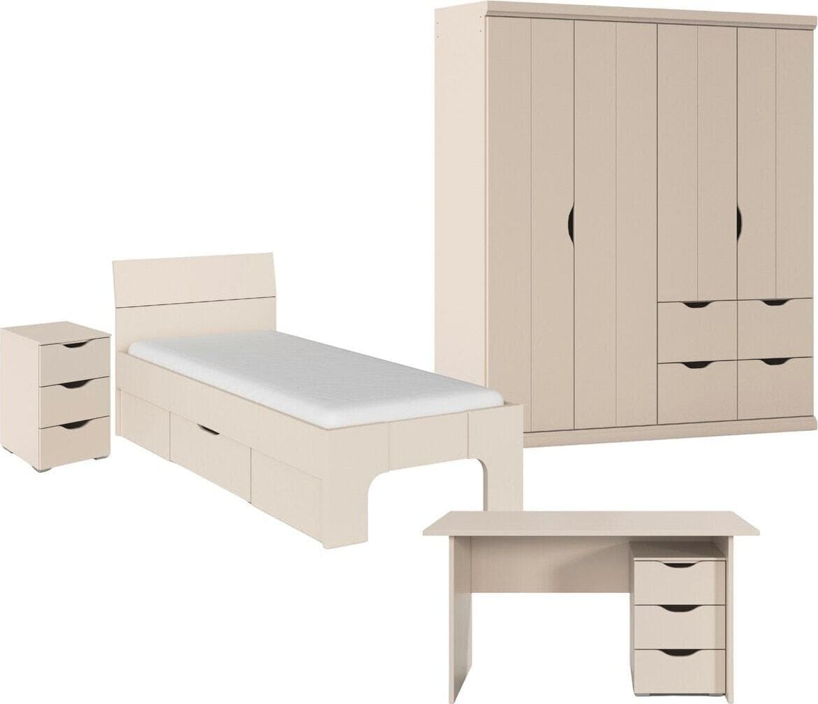 Jugendzimmer-Set RAUCH Kinderzimmer Komplettzimmer Schlafzimmer-Set (4-tlg.) Marlene Beige
