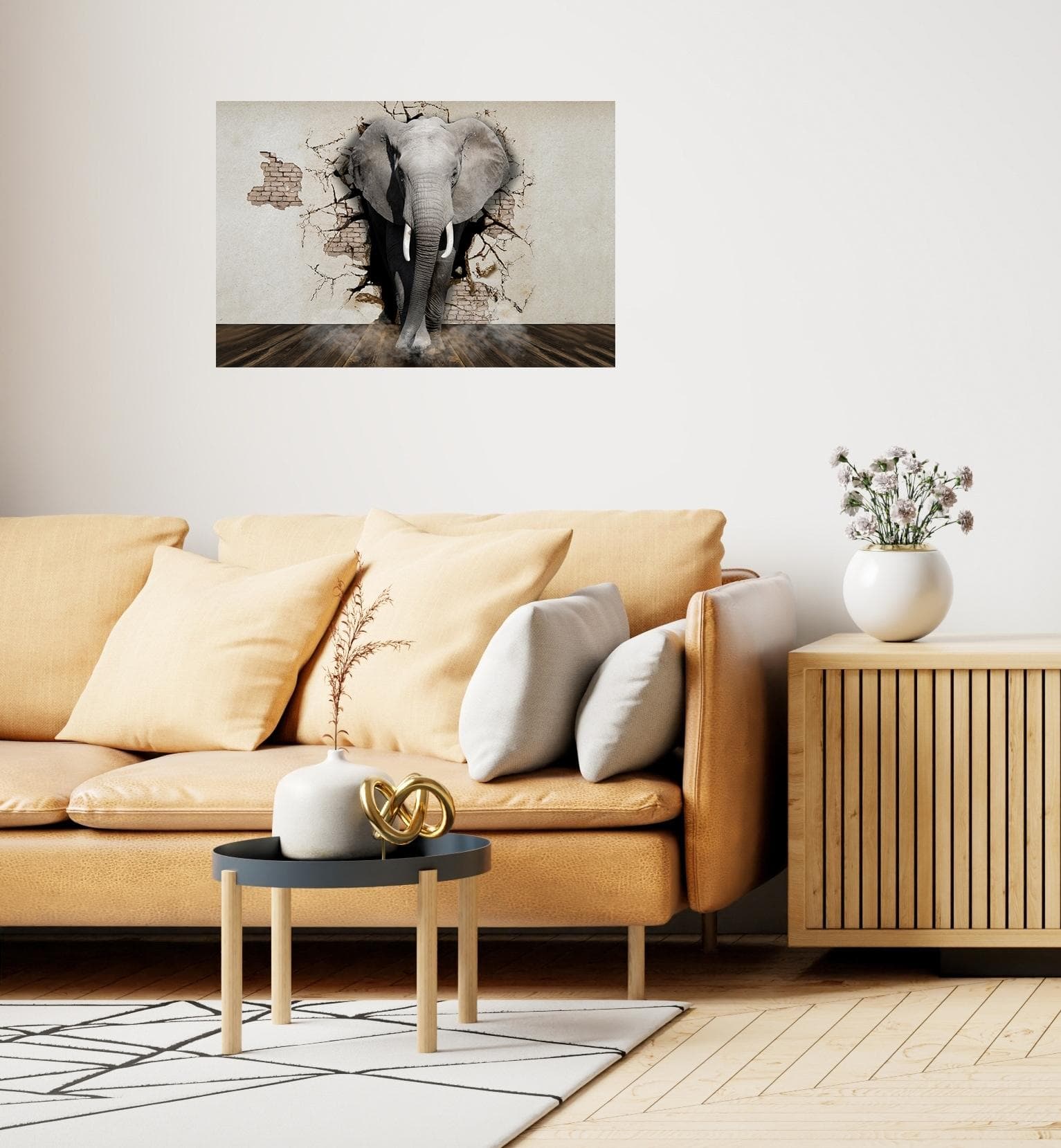 QUEENCE Wandsticker Elefant Grau Selbstklebend