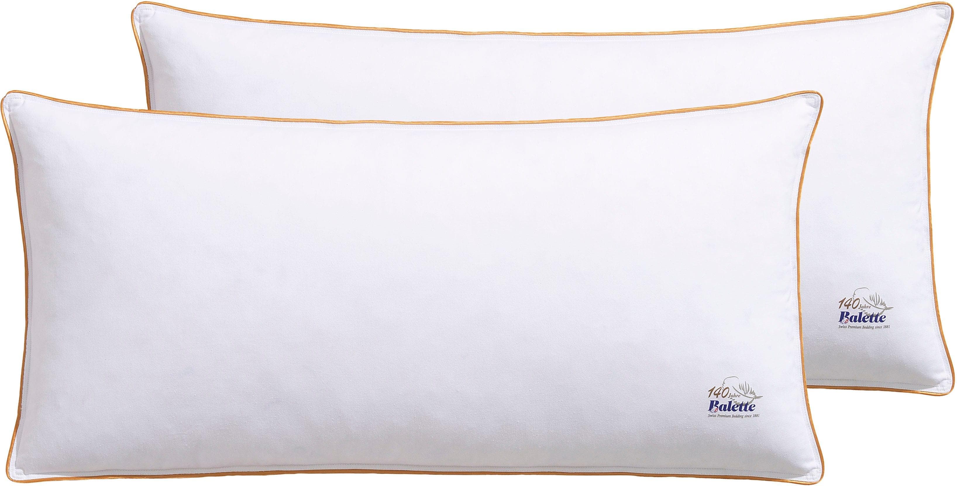 BALETTE Federkopfkissen Set 2-tlg. Weiß 40x80 cm Baumwolle Federn Daunen