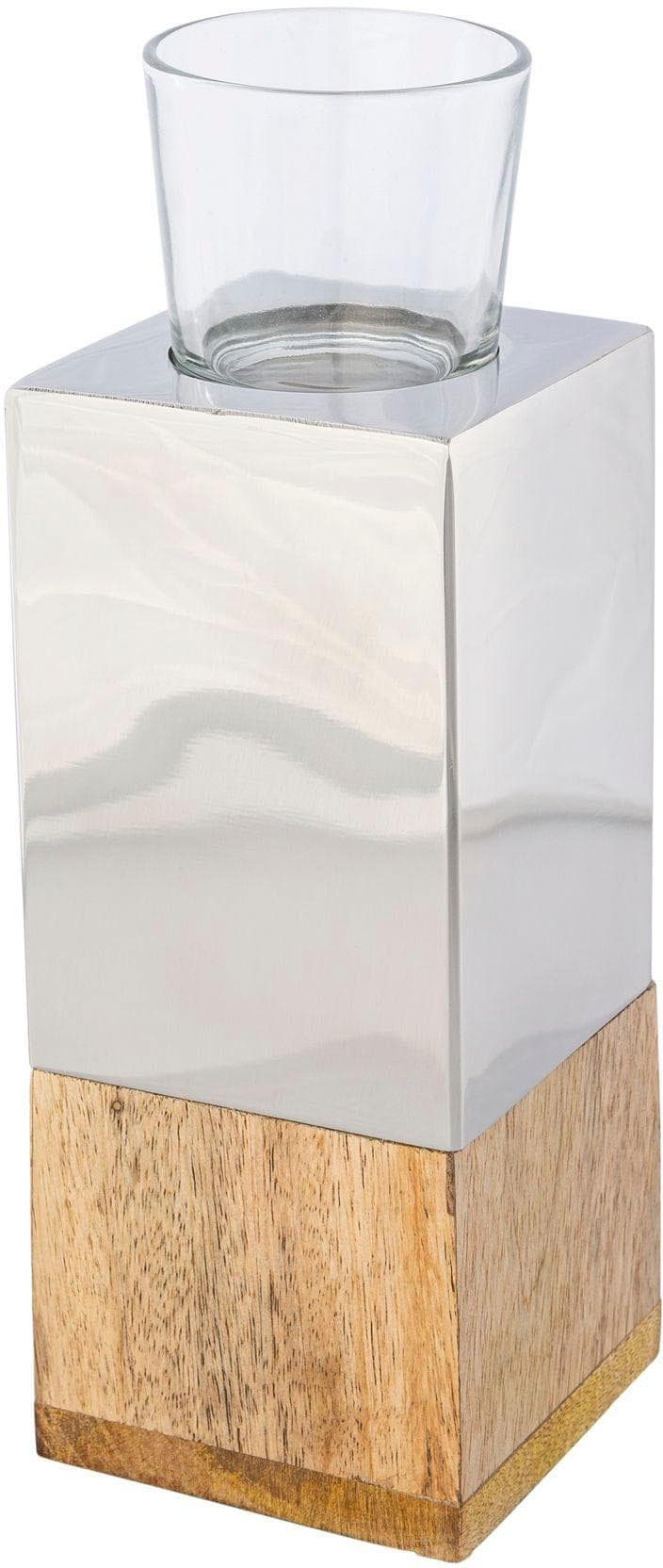 CREATIV HOME Kerzenhalter Tower Silber Edelstahl Glas